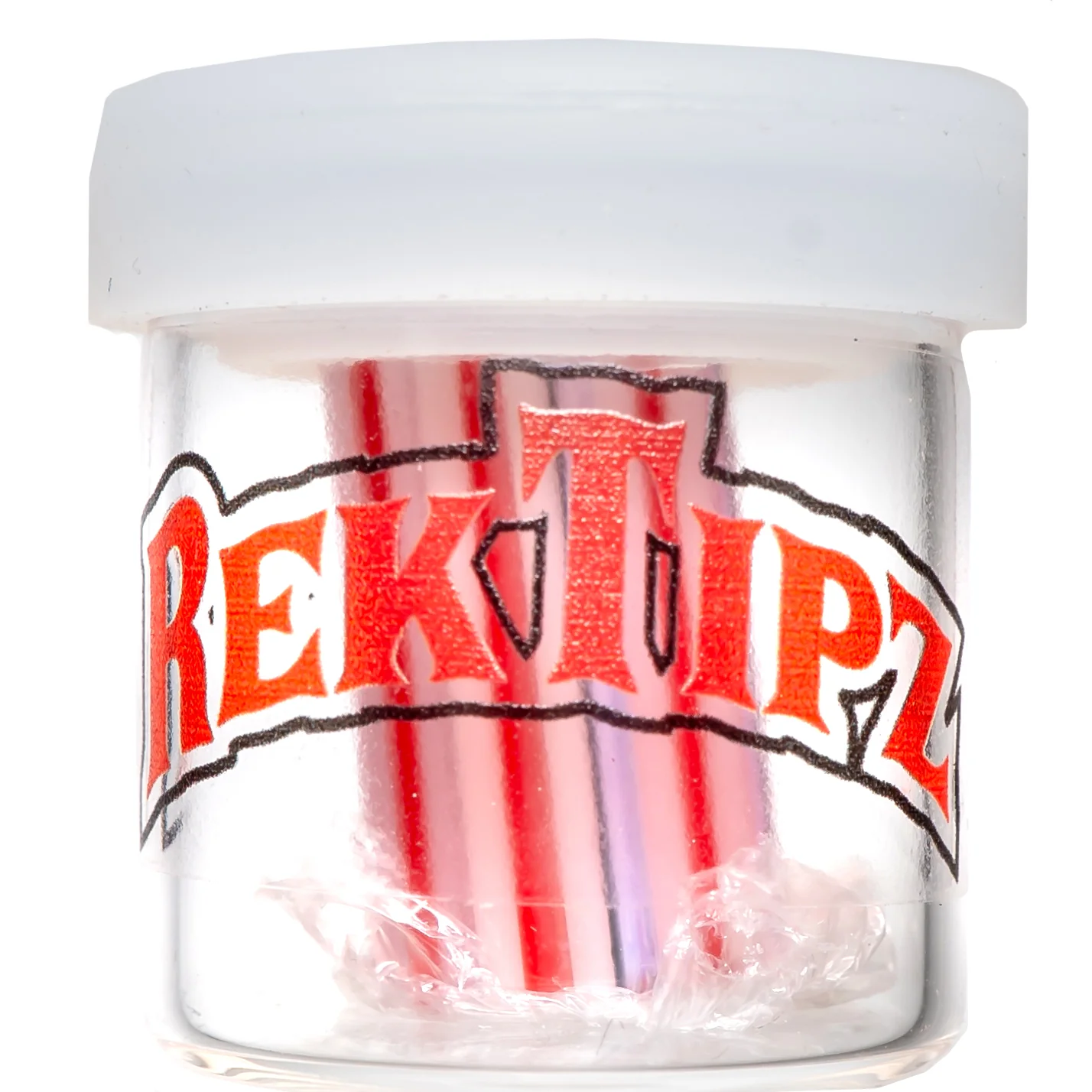 RekTipz - Glass Tip - 6 Shooter - 12mm - Red, White & Pink Stripe - Image 3