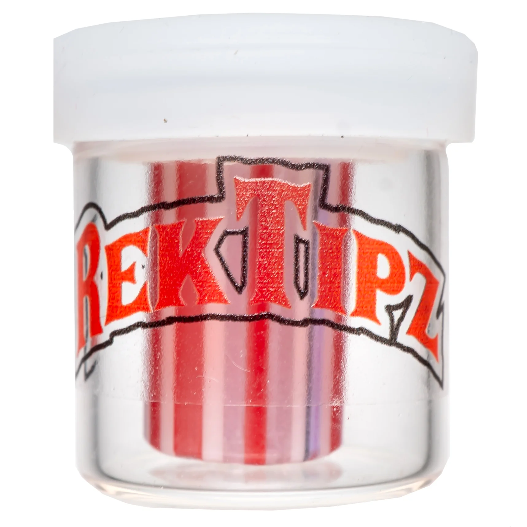 RekTipz - Glass Tip - 6 Shooter - 13mm - Red, White & Pink Stripe - Image 3