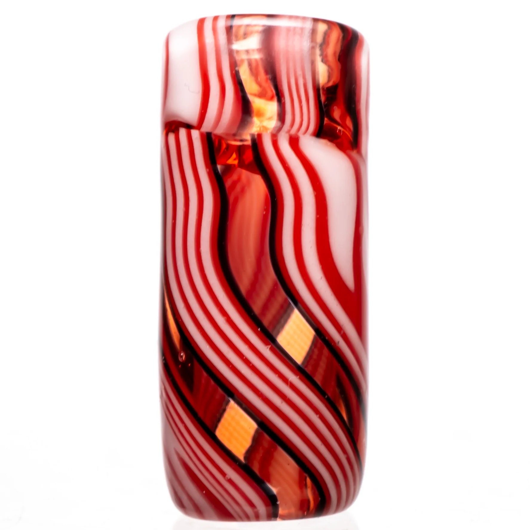 RekTipz - Glass Tip - XL - 12mm - Red, White & Black Swirl