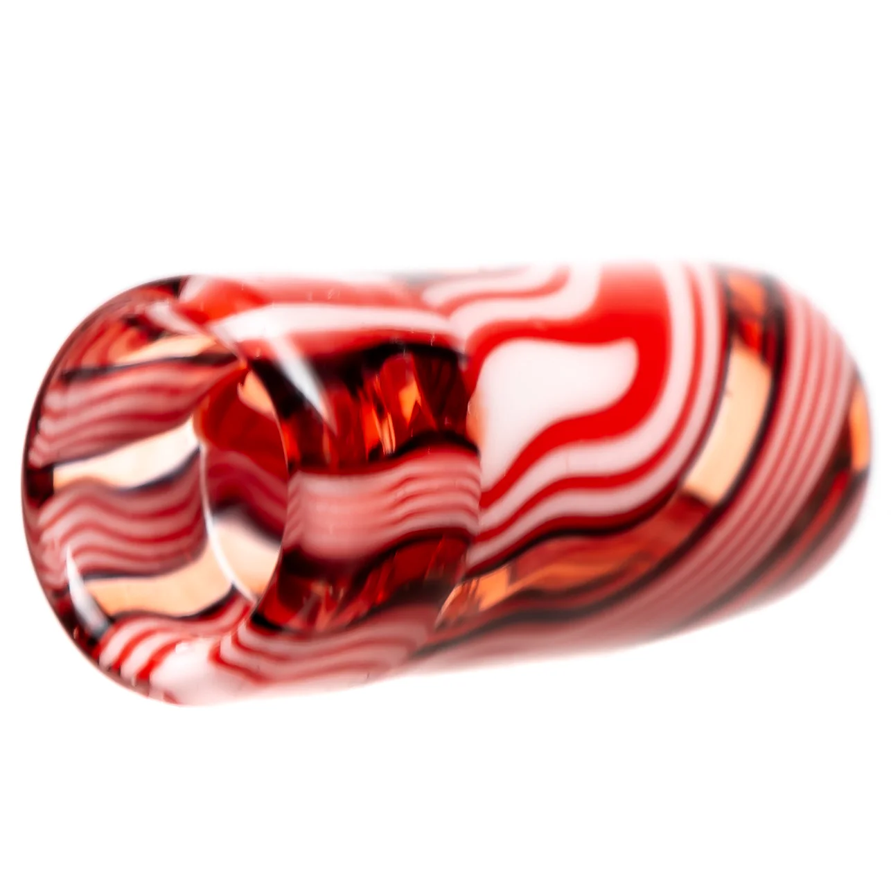 RekTipz - Glass Tip - XL - 12mm - Red, White & Black Swirl - Image 4