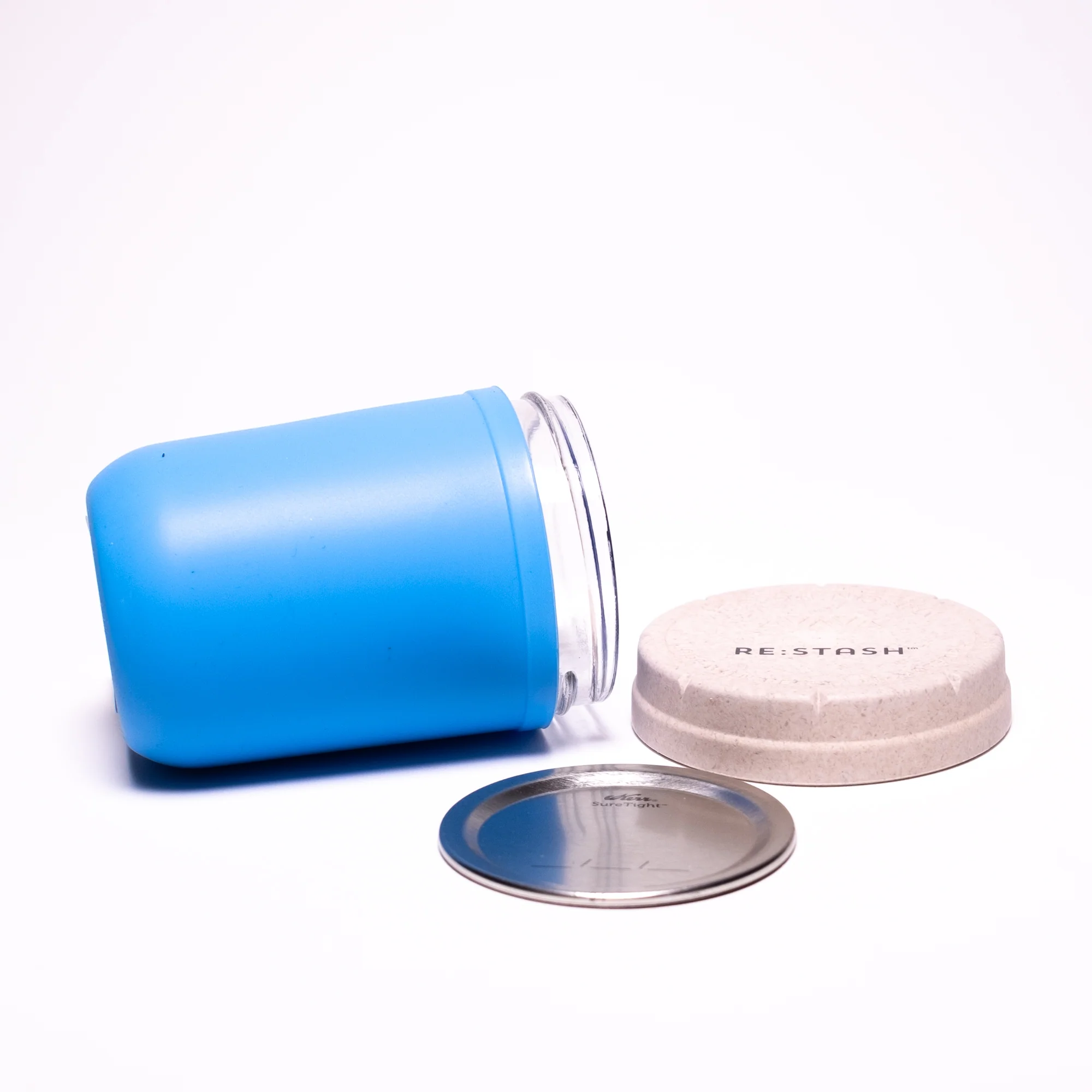 Re:Stash - Blue Jar w/ White Lid - 8oz - Image 3