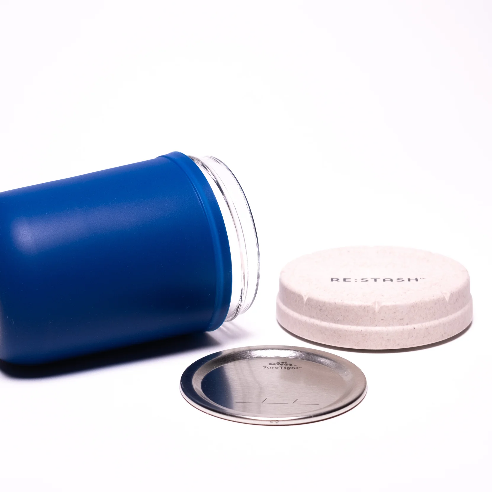 Re:Stash - Dark Blue Jar w/ White Lid - 8oz - Image 3