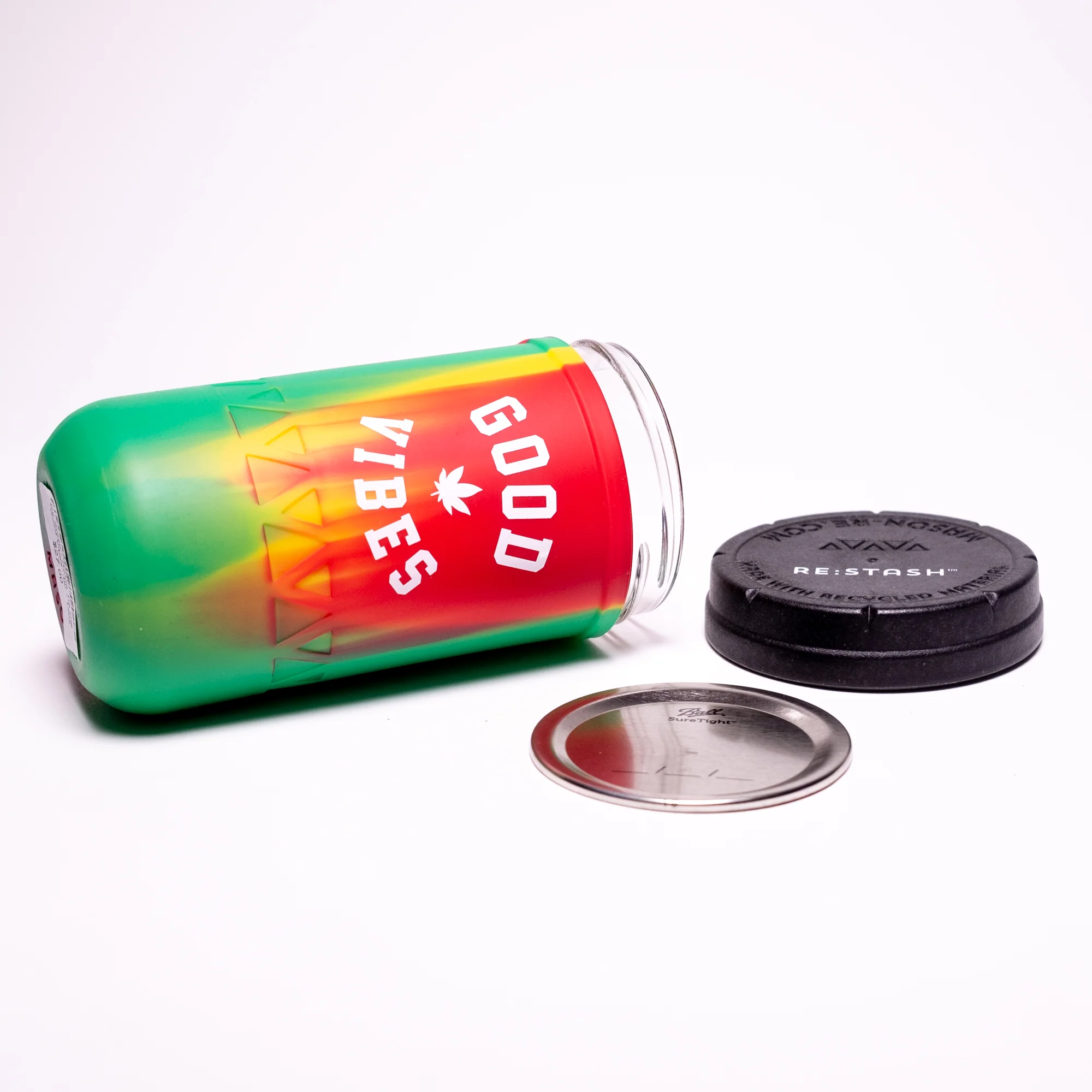 Re:Stash - Rasta Tie Die "Good Vibes" Jar - 12oz - Image 3