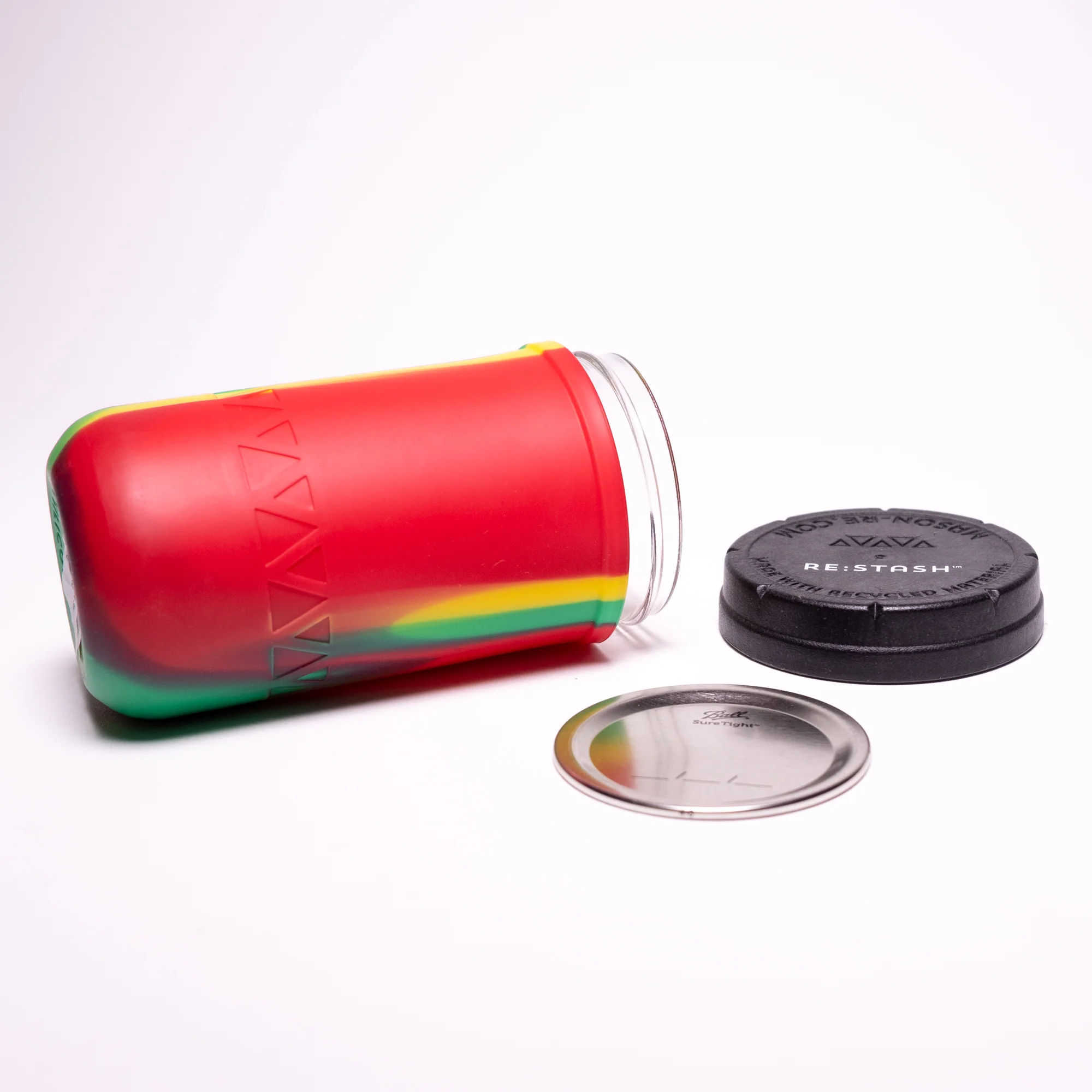 Re:Stash - Rasta Tie Dye Jar w/ Black Lid - 12oz - Image 3