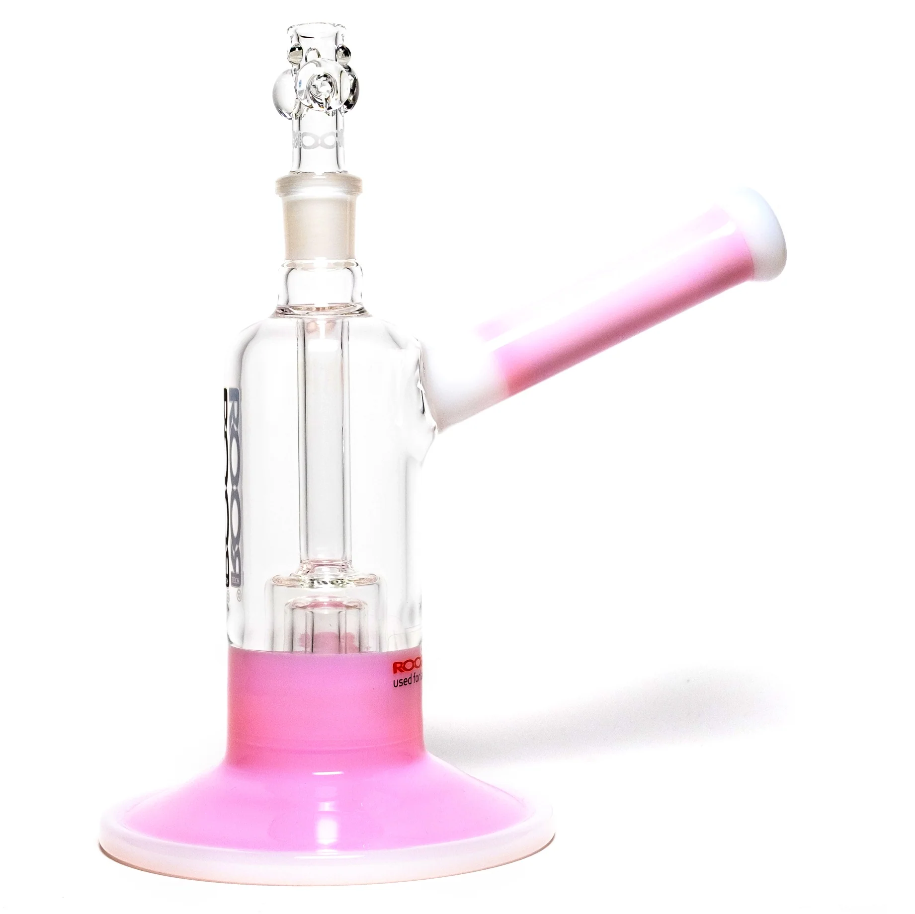 ROOR - Fixed Bubbler w/ Barrel Perc - Pink & White - Black & White Label