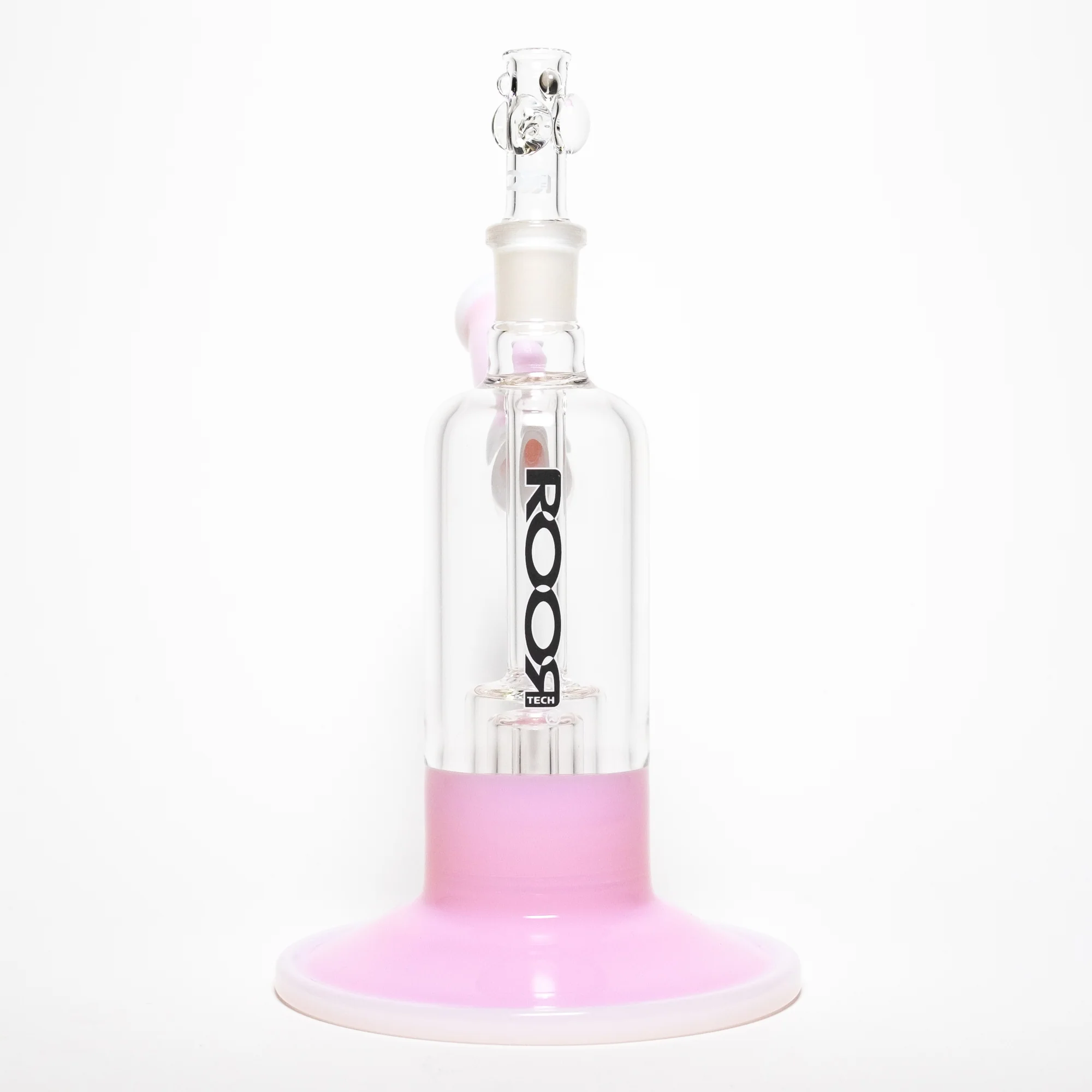 ROOR - Fixed Bubbler w/ Barrel Perc - Pink & White - Black & White Label - Image 2