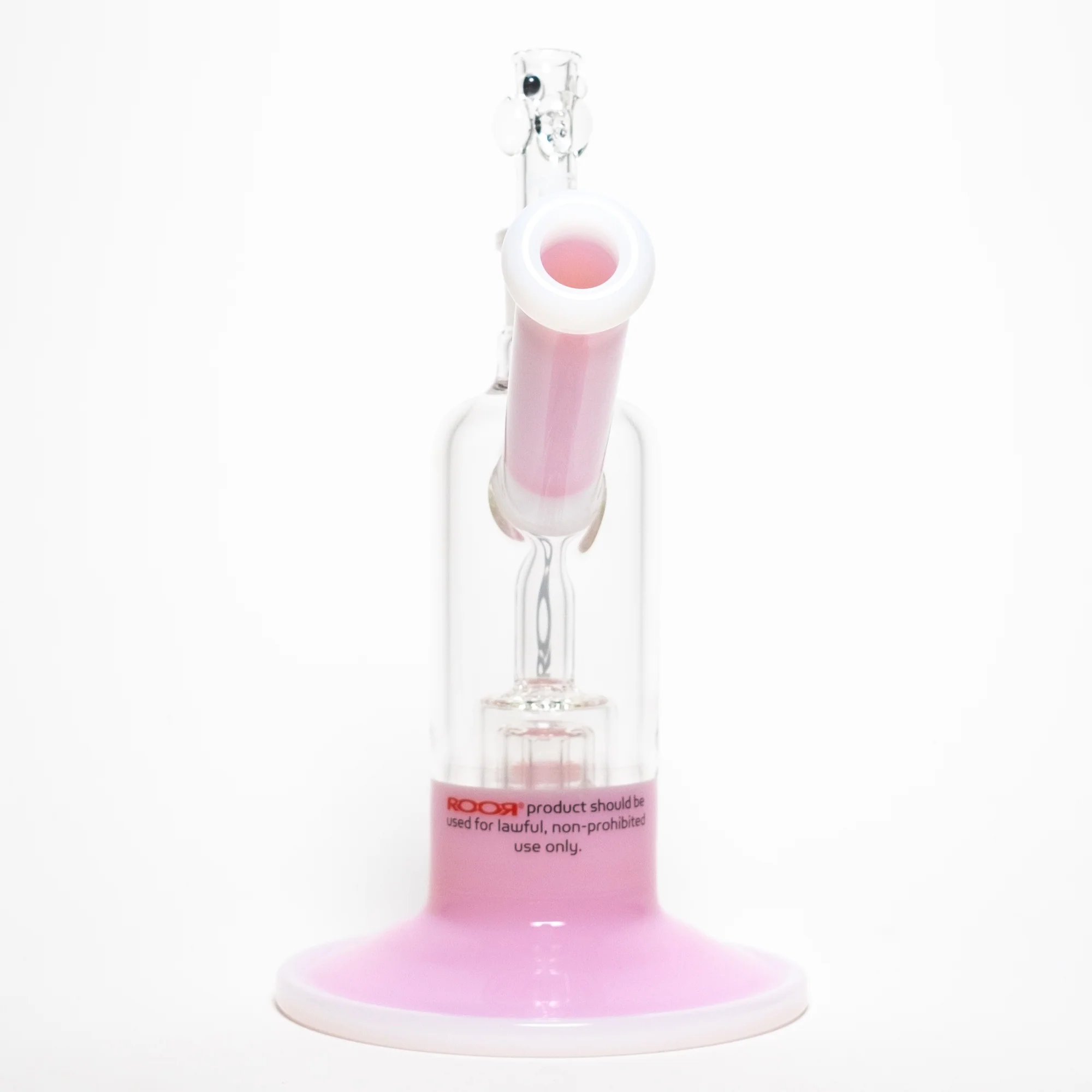 ROOR - Fixed Bubbler w/ Barrel Perc - Pink & White - Black & White Label - Image 3