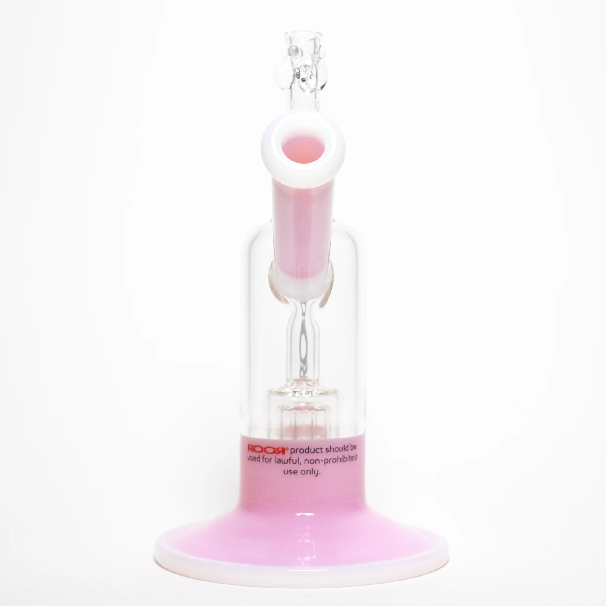 ROOR - Fixed Bubbler w/ Barrel Perc - Pink & White - Black & White Label - Image 4