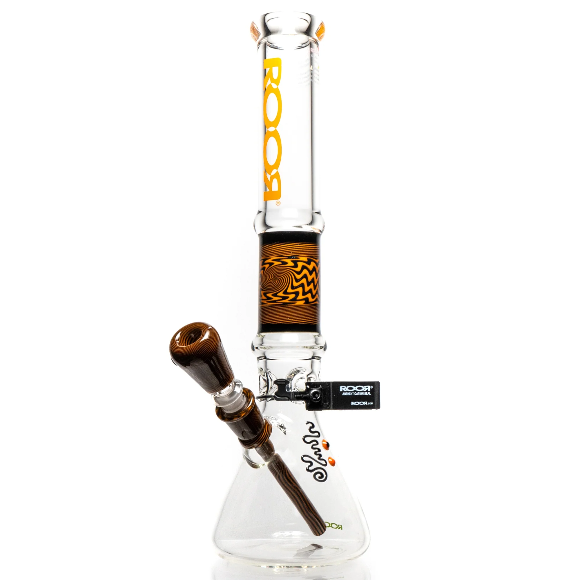 ROOR.US x Chase Adams - 18" Worked Beaker - 50x5 - Orange & Black Reversal