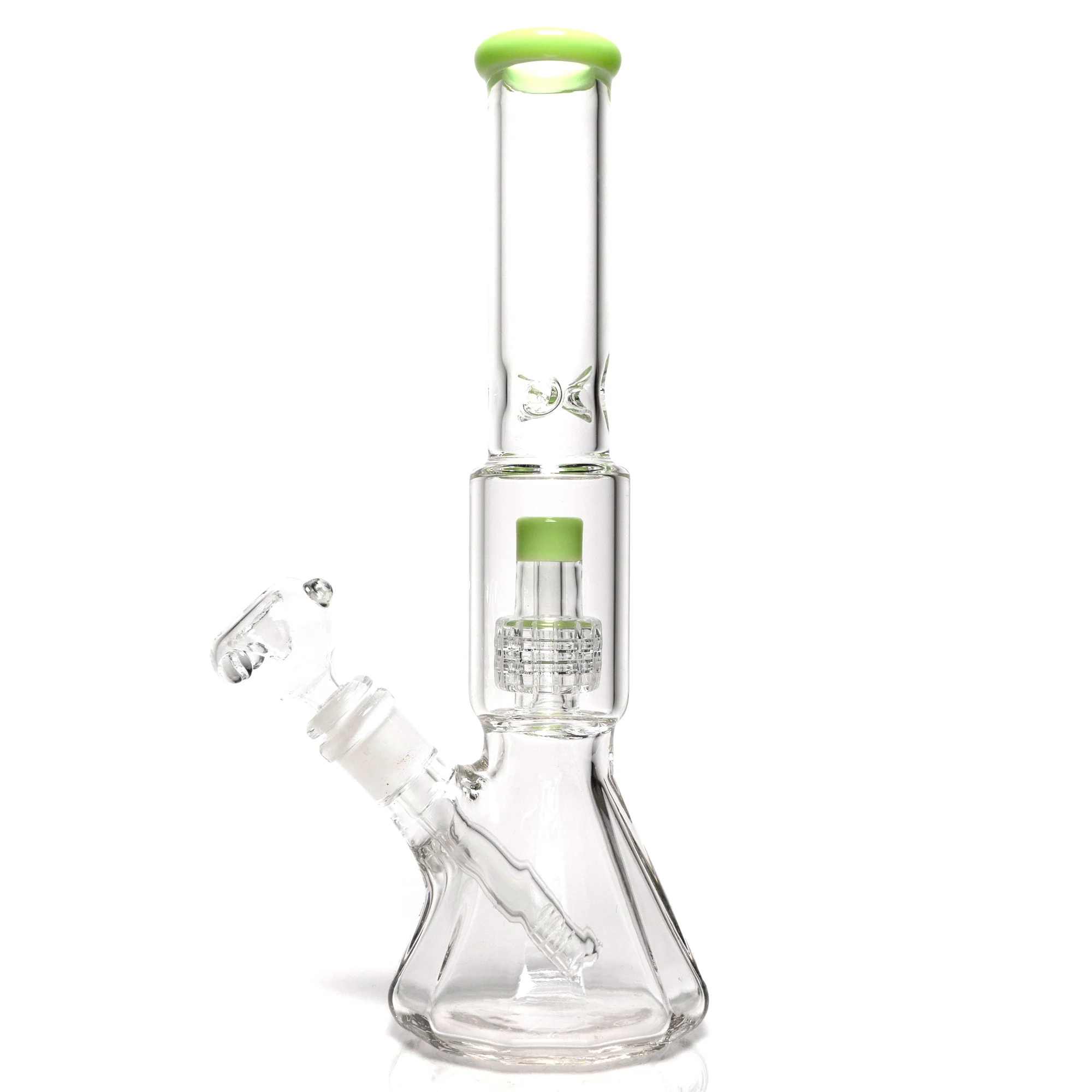 Shooters - 12" Diamond Base Beaker - Shower Head - Milky Green - Image 2