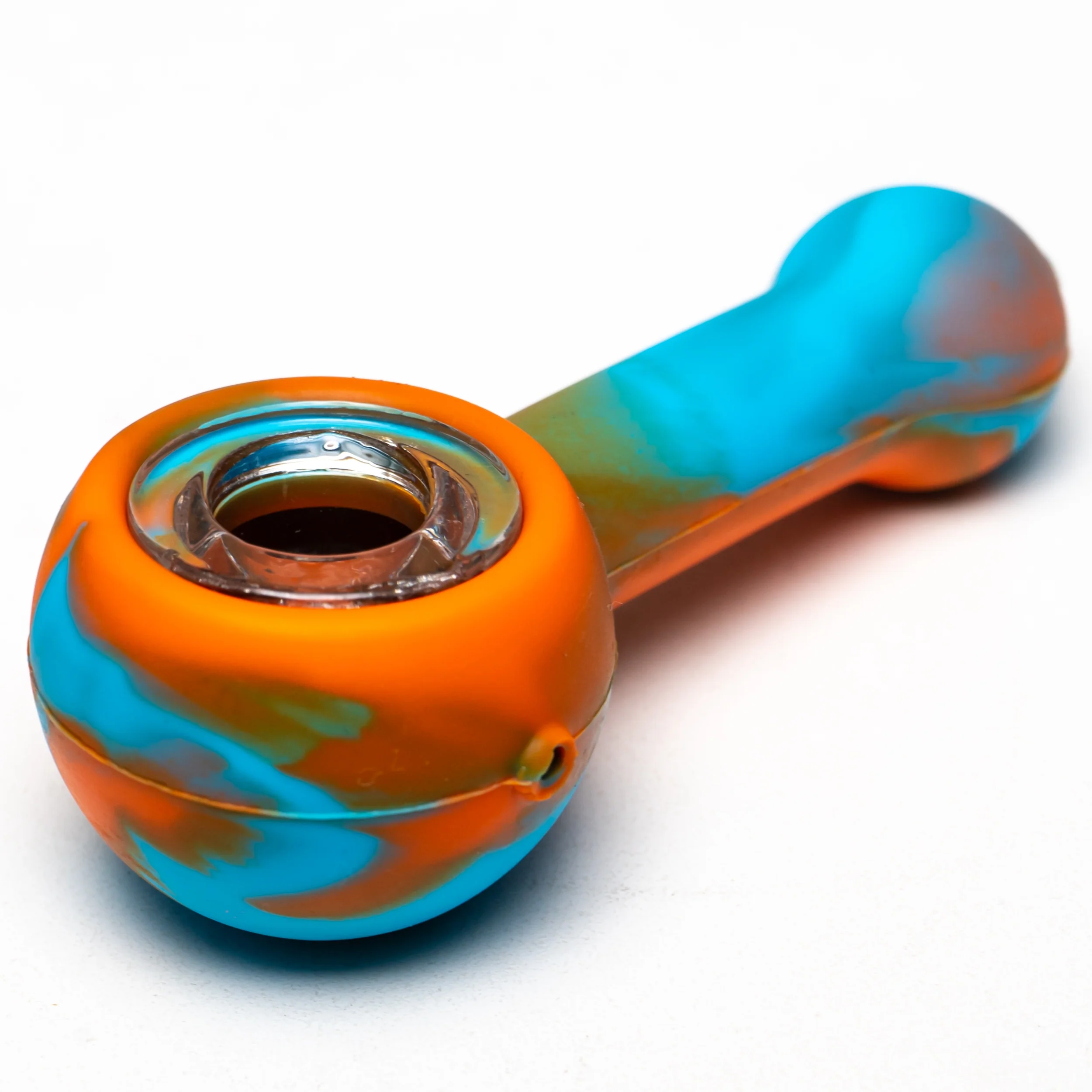 Shooters - 4" Silicone & Glass Hand Pipe - Orange & Blue