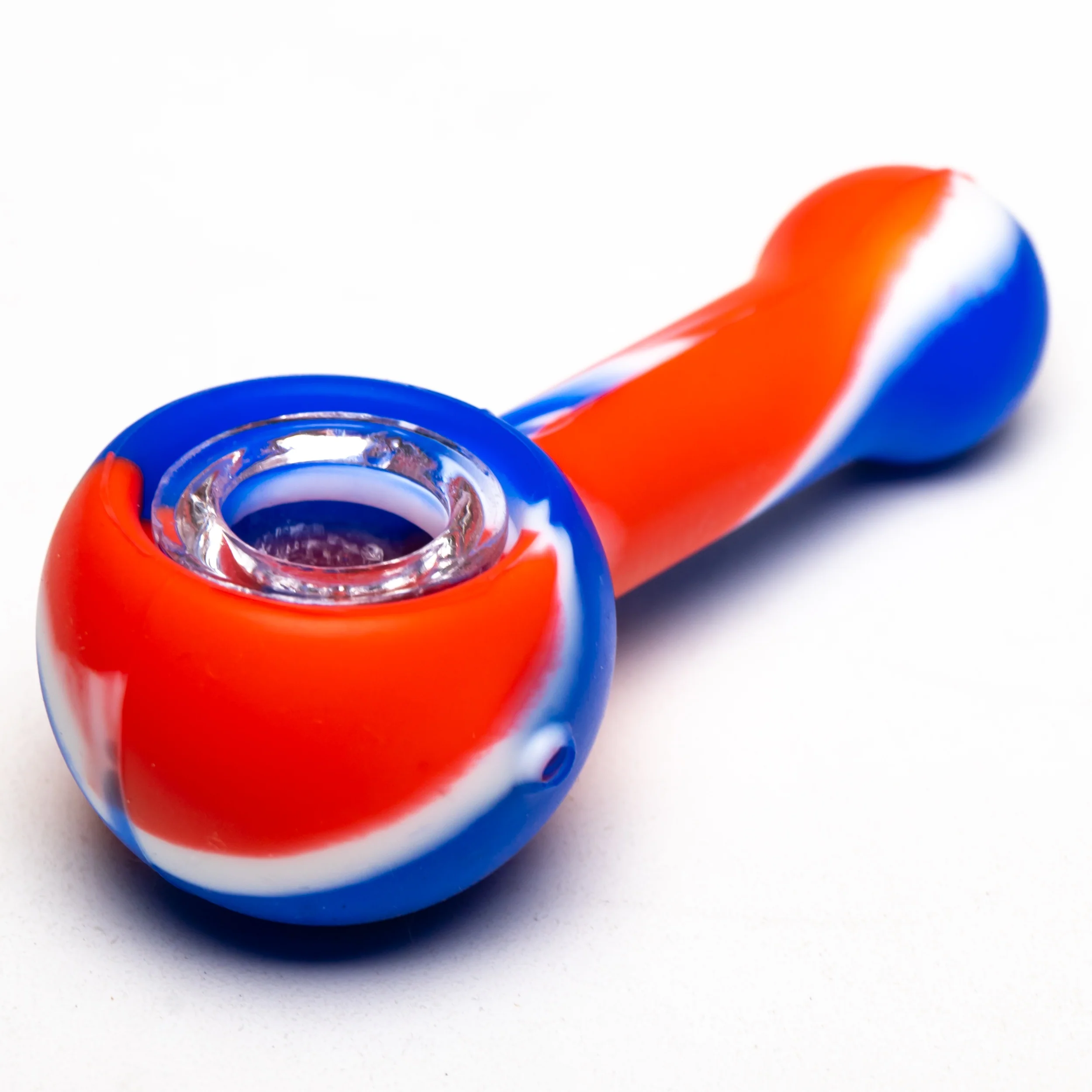 Shooters - 4" Silicone & Glass Hand Pipe - Red, White & Blue