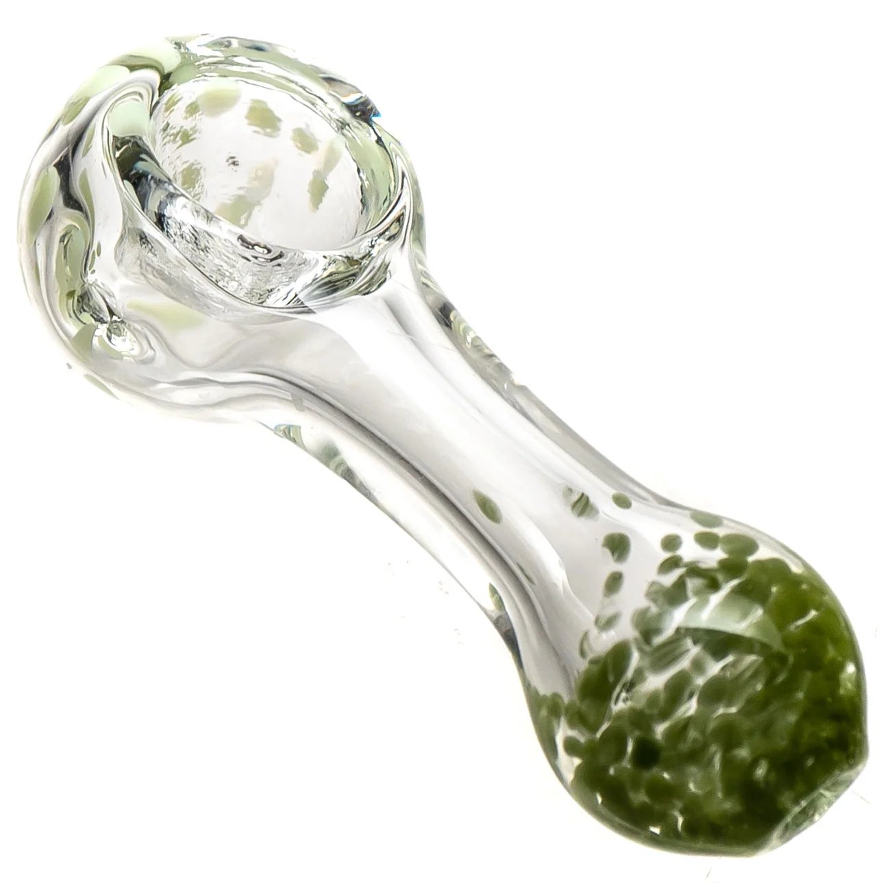 Shooters - Clear & Frit Spoon w/ Dots - Green w/ Green