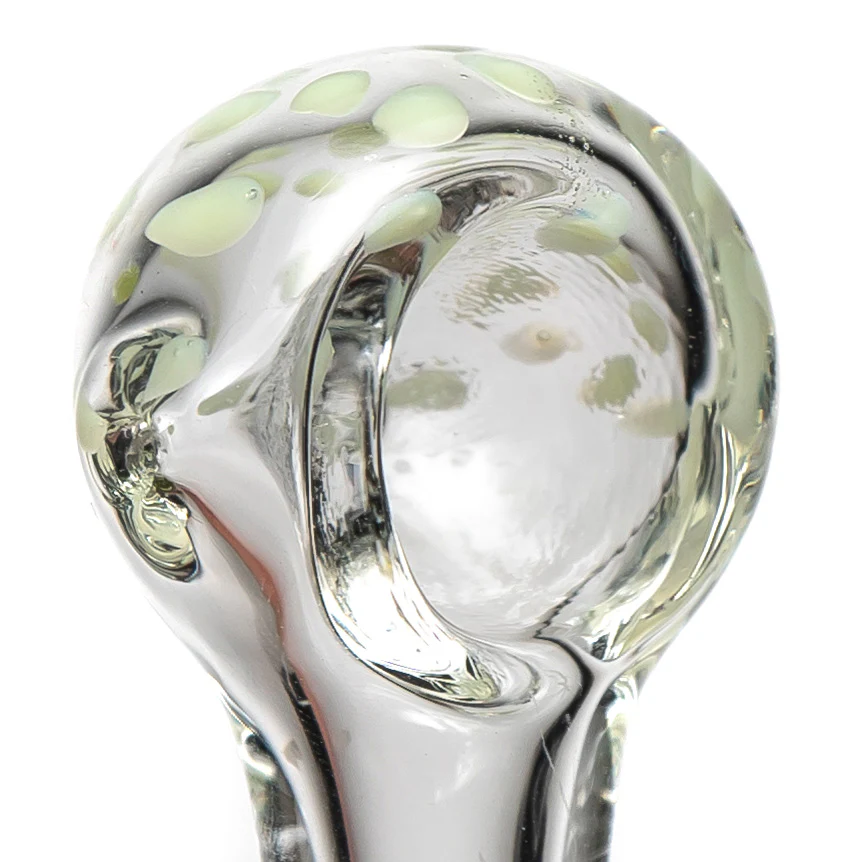 Shooters - Clear & Frit Spoon w/ Dots - Green w/ Green - Image 2