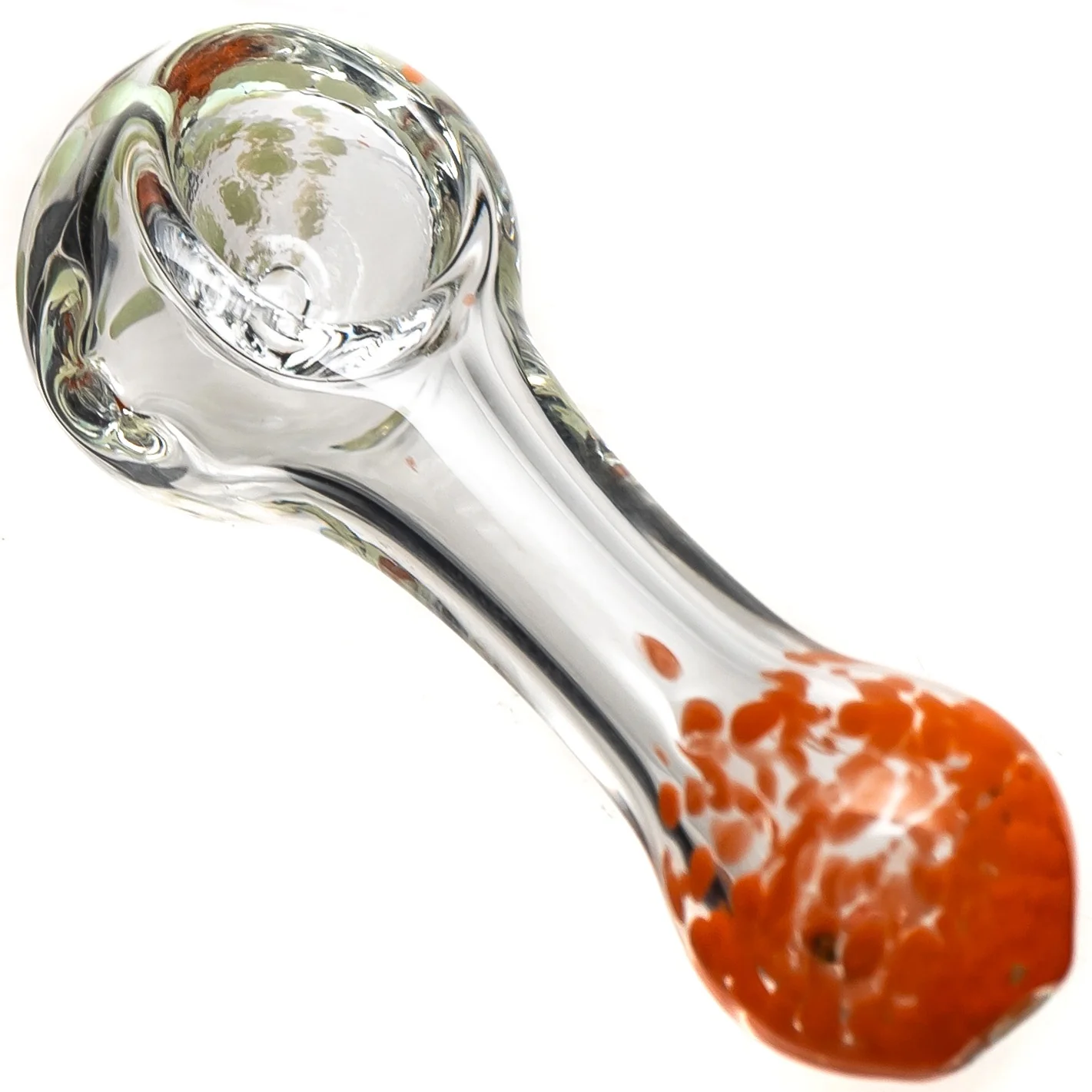 Shooters - Clear & Frit Spoon w/ Dots - Orange w/ Green