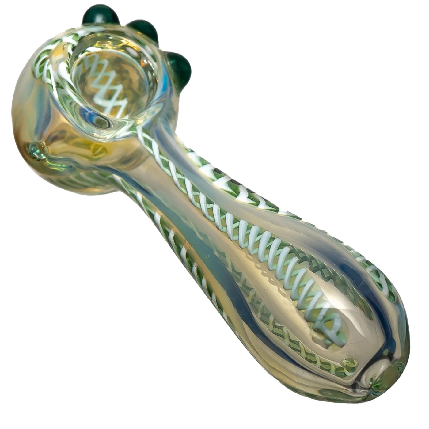 Shooters - Fume Twist Cane Pipe w/ Accent Grips - Green & White