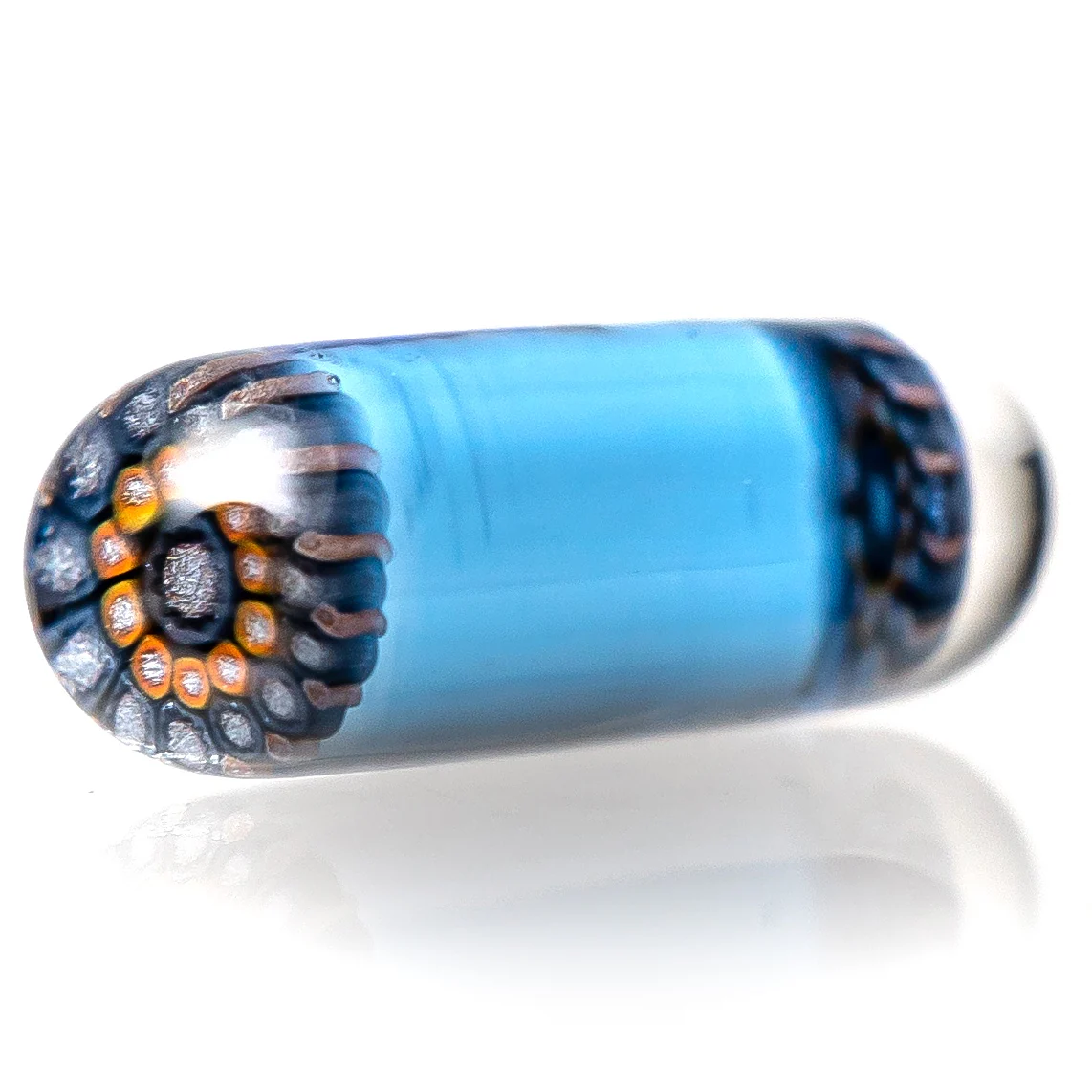 Steve H Glass - Artist Series Pillar - Orange & Grey Mandala - Blue Dream