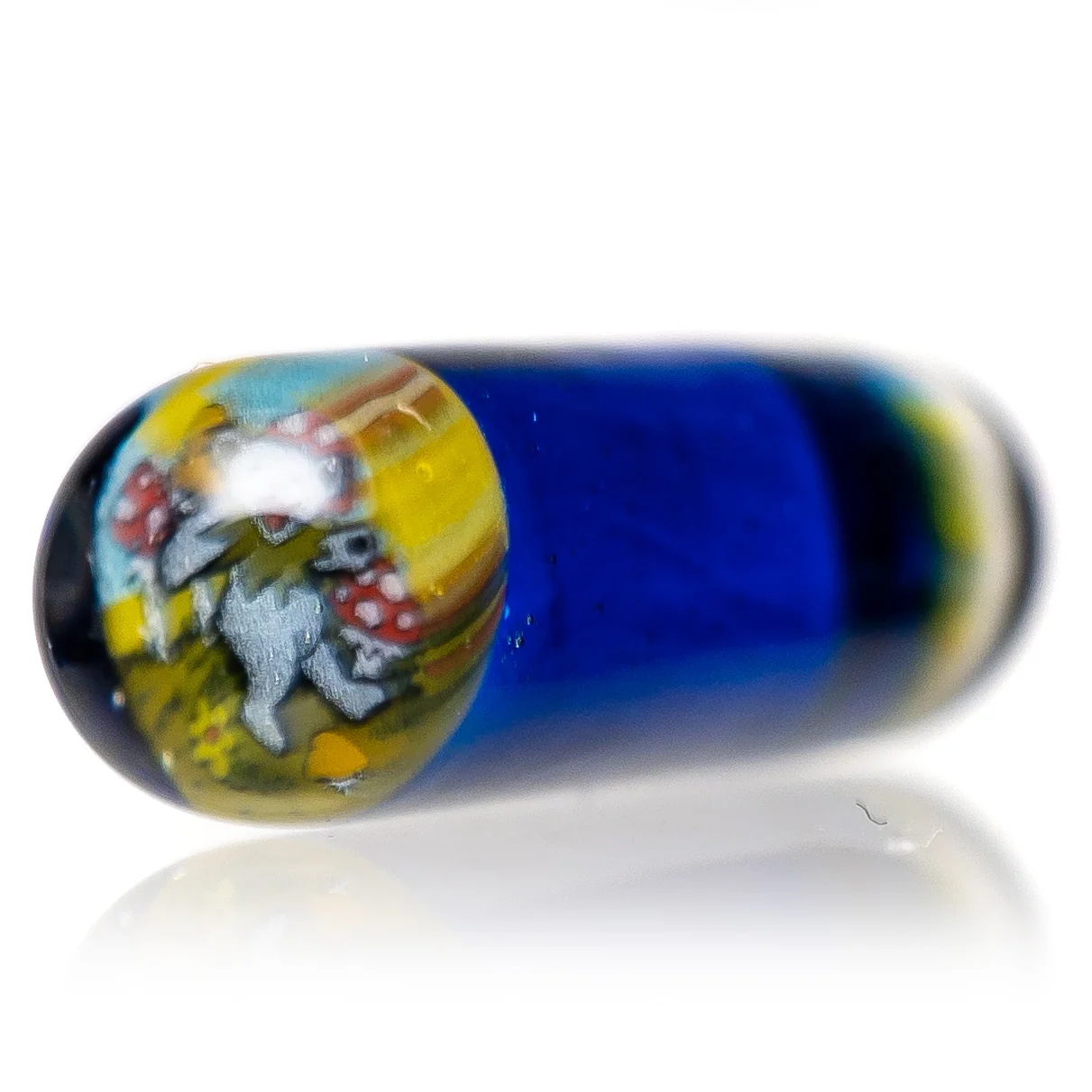 Steve H Glass - Standard Series Pillar - Mushroom Dancing Bear - Cobalt