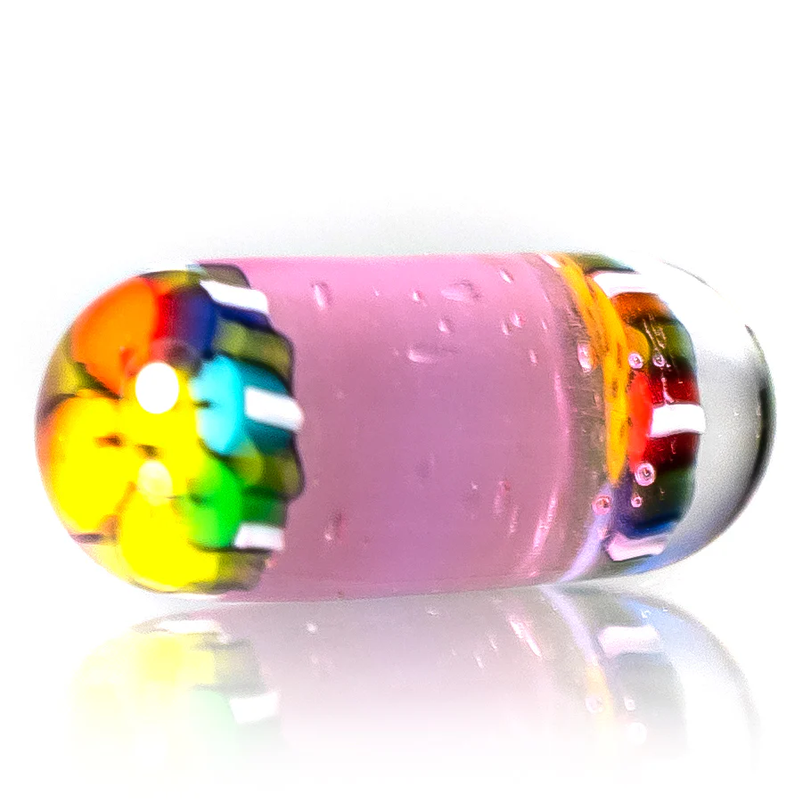 Steve H Glass - Standard Series Pillar - Smiley Flower - CFL Pastel Serum - Image 2