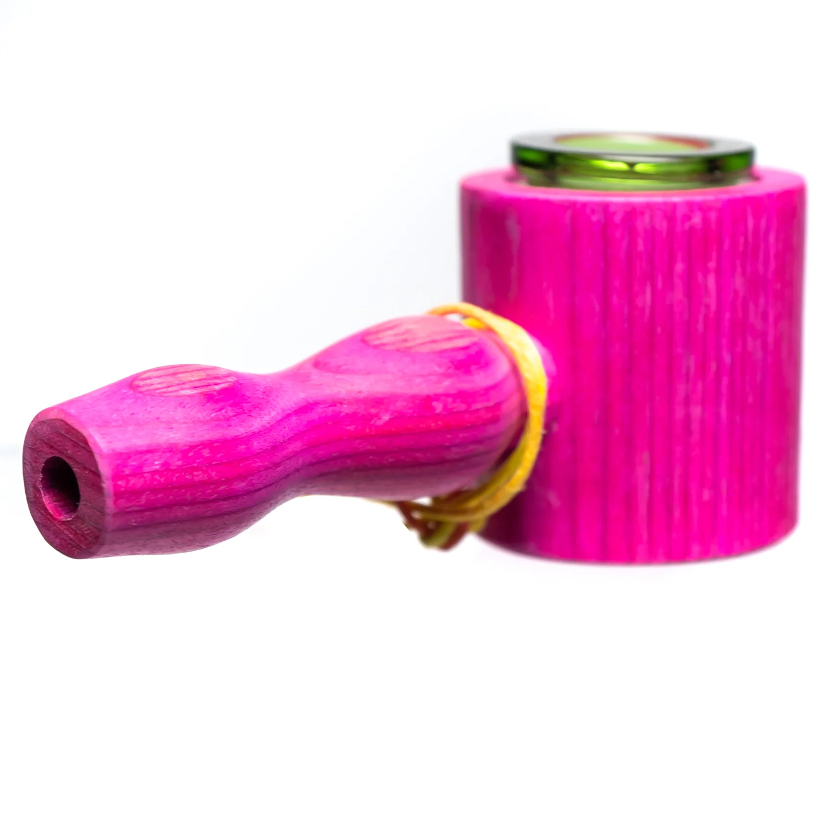 Steve's Dank Pipes - Cob Pipe - Maine Spectra-Birch - Pink - Green Bowl - Image 2