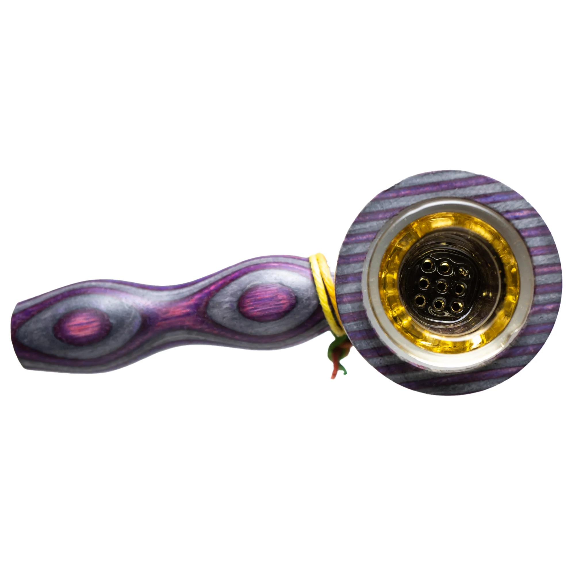 Steve's Dank Pipes - Cob Pipe - Maine Spectra-Birch - Purple & Grey - Yellow Bowl - Image 3
