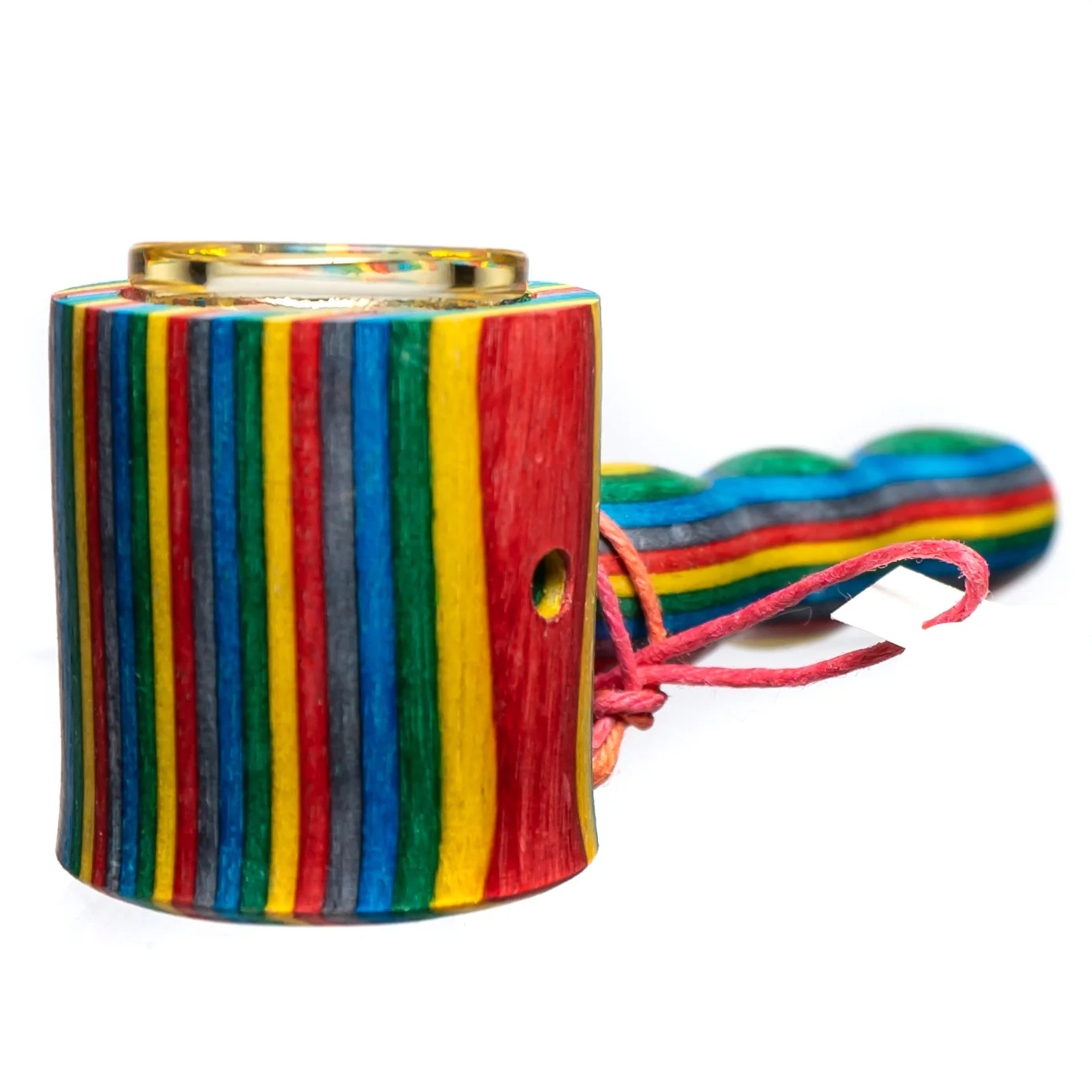 Steve's Dank Pipes - Cob Pipe - Maine Spectra-Birch - Rainbow - Yellow Bowl