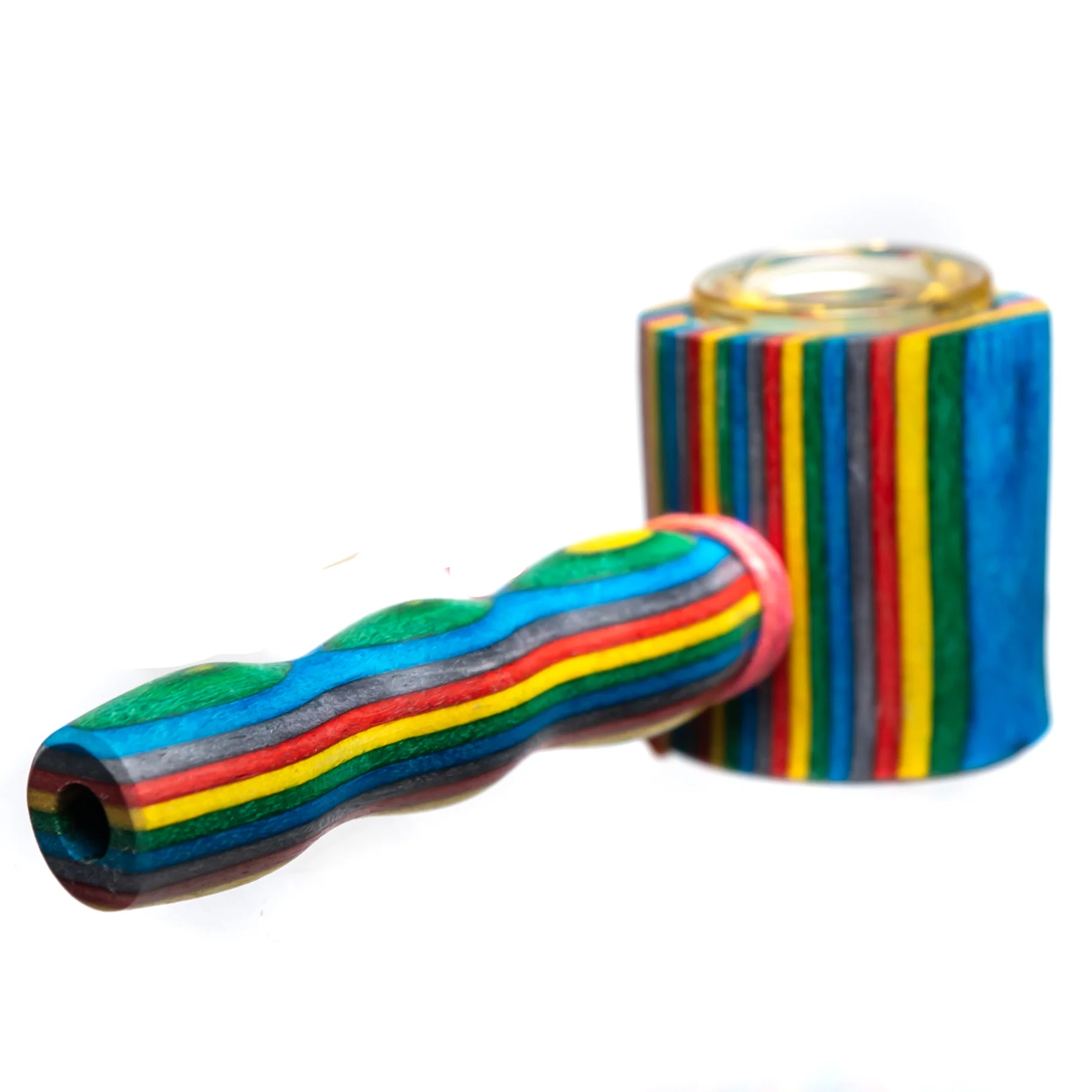 Steve's Dank Pipes - Cob Pipe - Maine Spectra-Birch - Rainbow - Yellow Bowl - Image 2