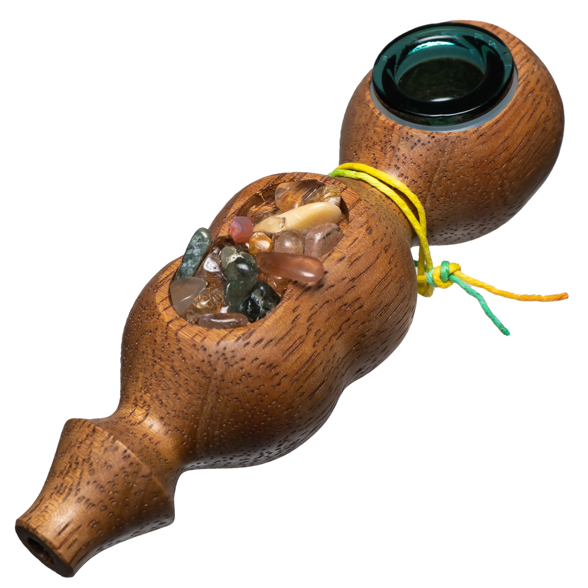 Steve's Dank Pipes - Inlay - Stones - South American Tornillo - Teal Bowl