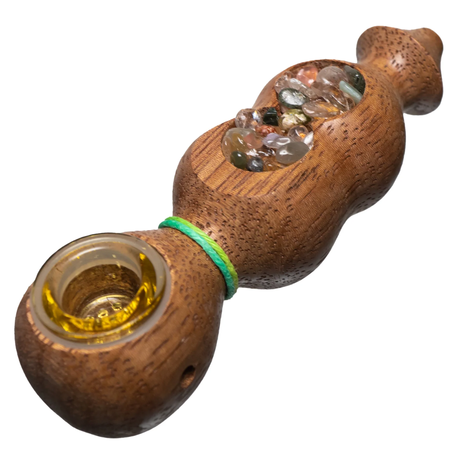 Steve's Dank Pipes - Inlay - Stones - South American Tornillo - Yellow Bowl - Image 2