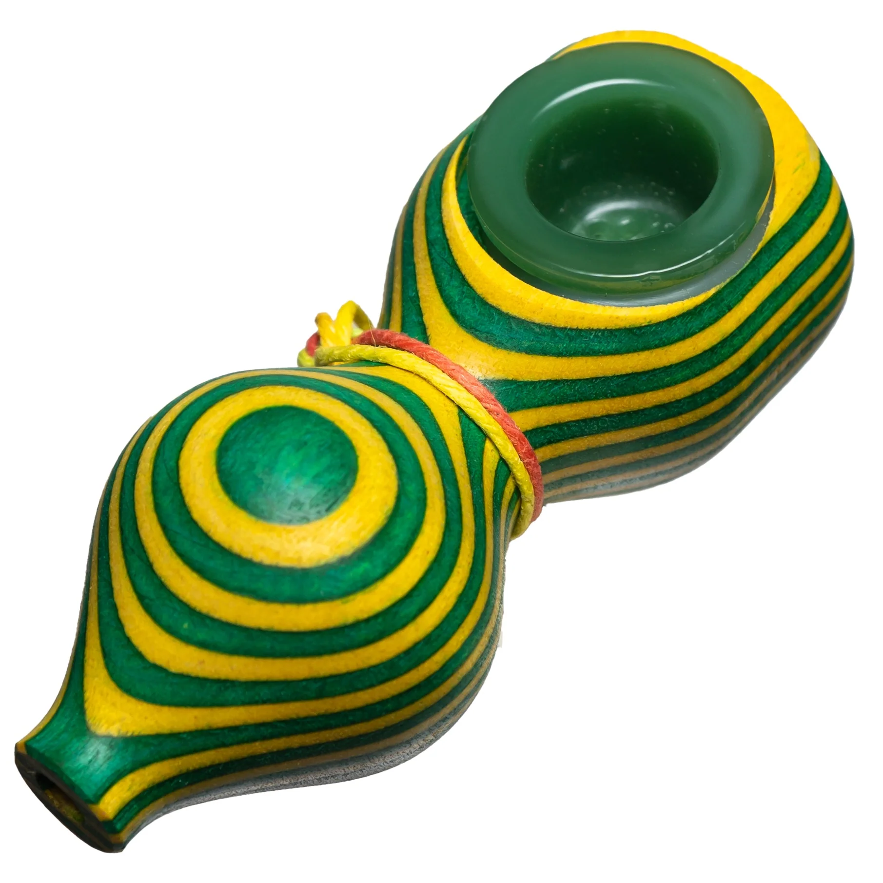 Steve's Dank Pipes - Small Pipe - Maine Spectra-Birch - Green & Yellow - Green Bowl