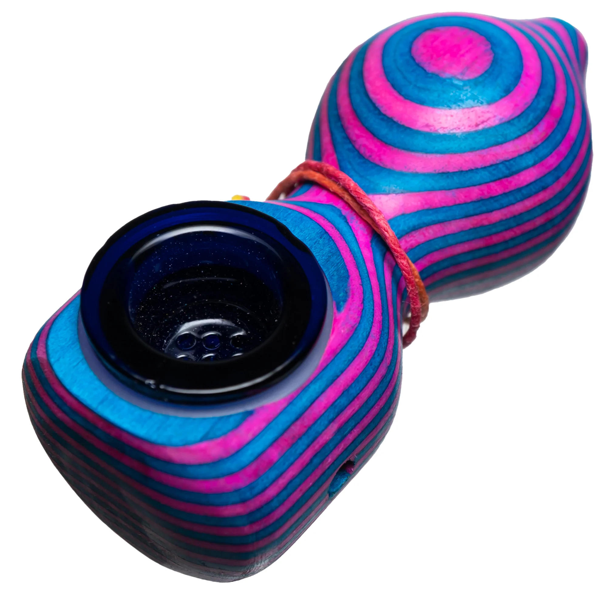 Steve's Dank Pipes - Small Pipe - Maine Spectra-Birch - Pink & Blue - Green Bowl #1 - Image 2