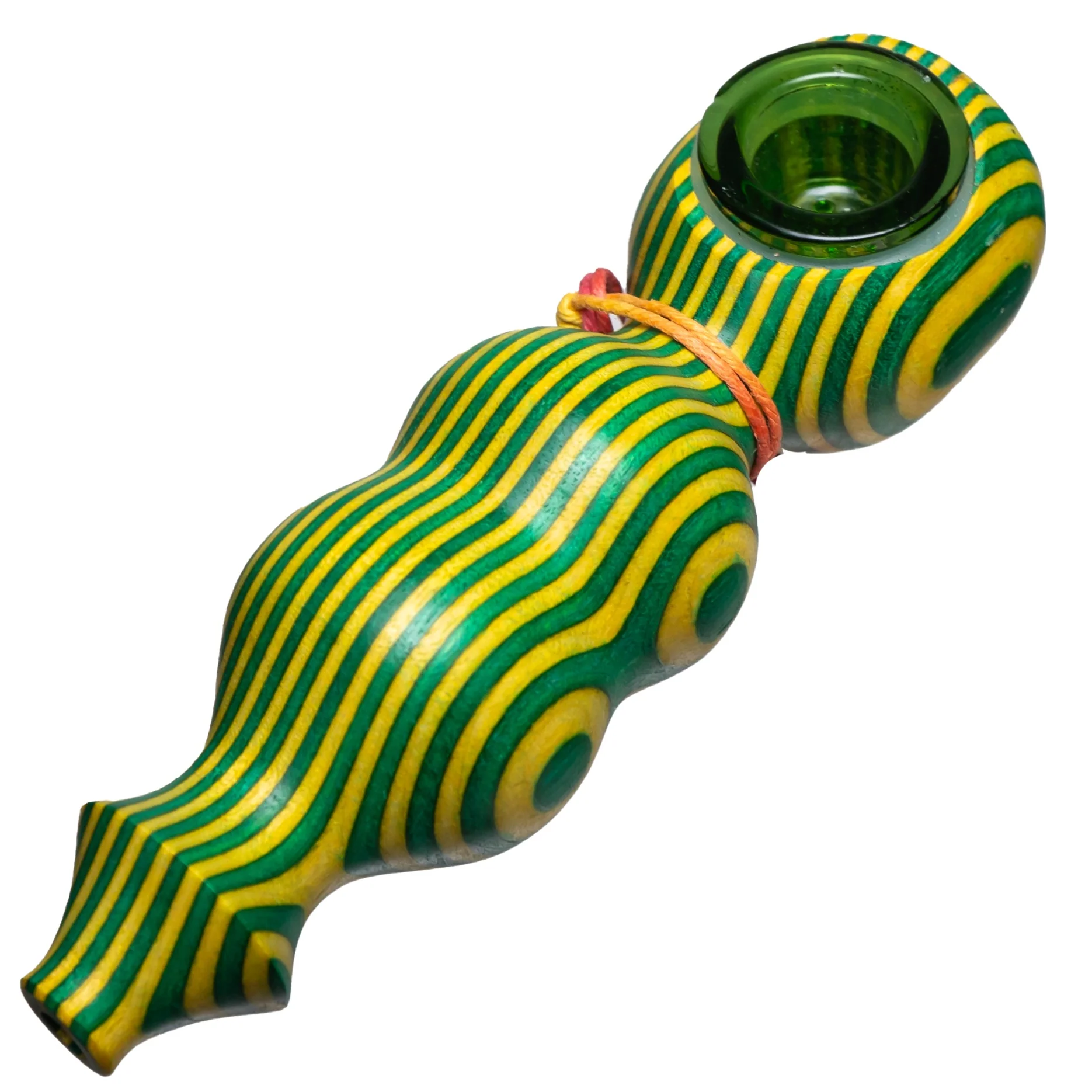 Steve's Dank Pipes - The Classic - Maine Spectra-Birch - Green & Yellow - Green Bowl