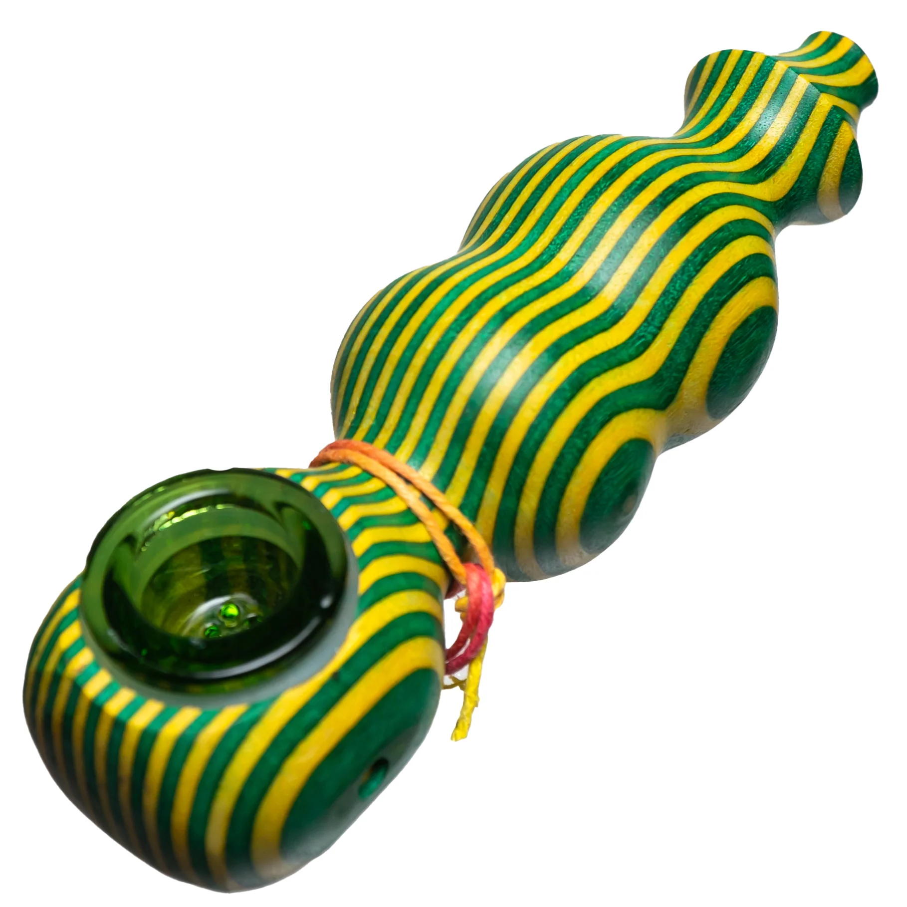 Steve's Dank Pipes - The Classic - Maine Spectra-Birch - Green & Yellow - Green Bowl - Image 2