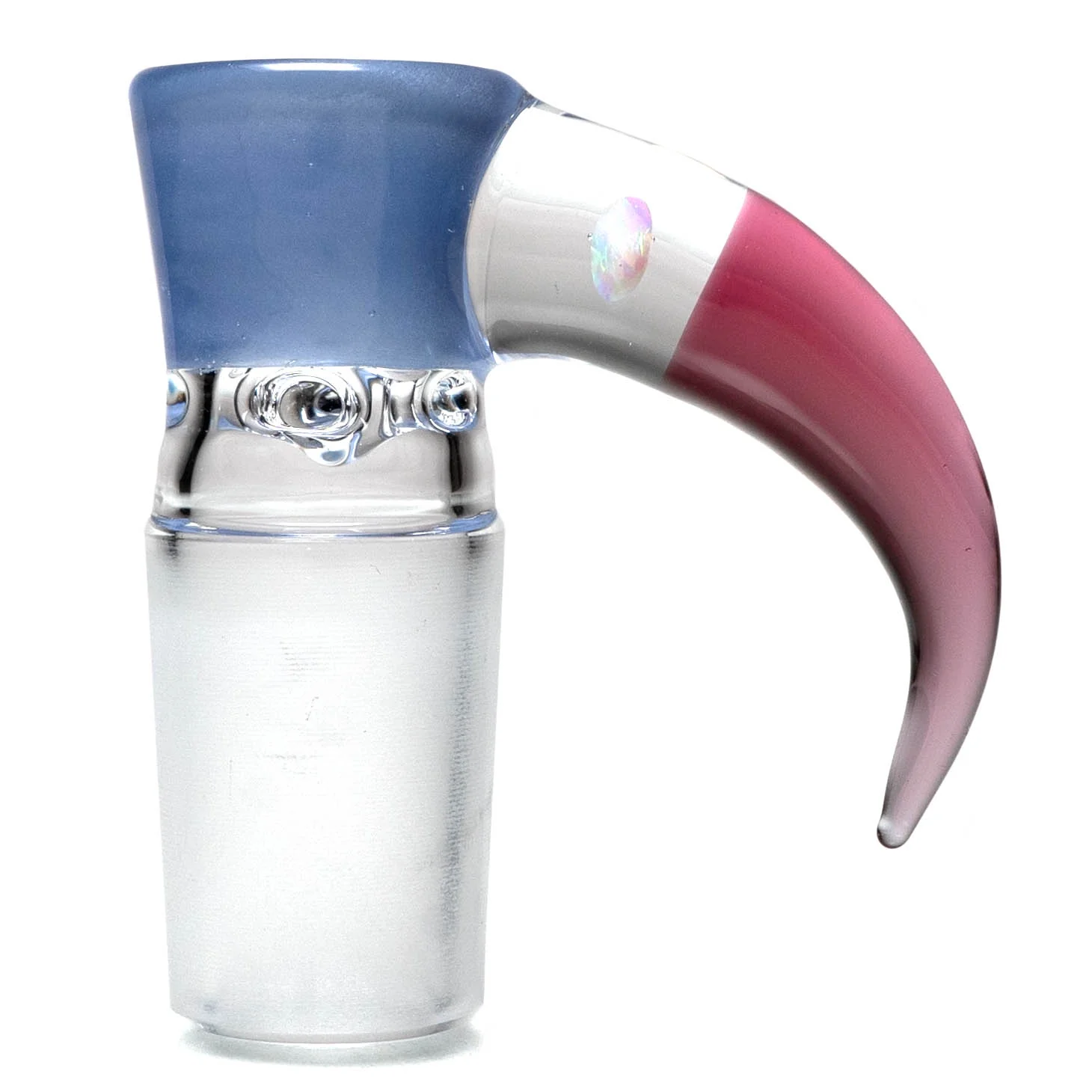 Unity Glassworks - 4 Hole Opal Horn Slide - 18mm - Blue Satin & Karmaline