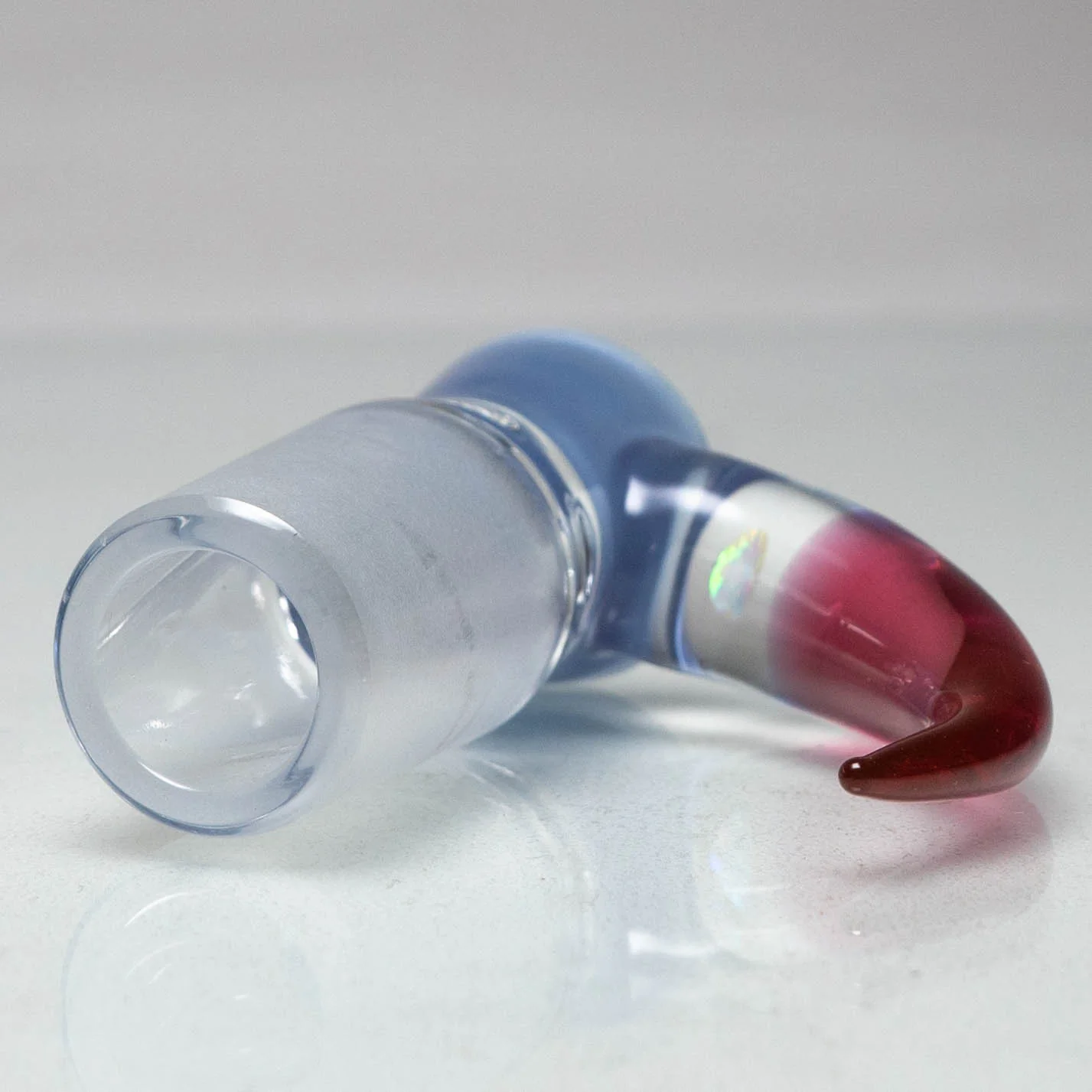 Unity Glassworks - 4 Hole Opal Horn Slide - 18mm - Blue Satin & Karmaline - Image 3