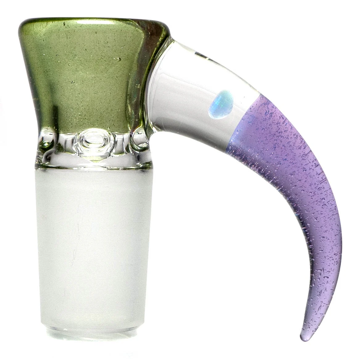 Unity Glassworks - 4 Hole Opal Horn Slide - 18mm - Metal Fleck & Pink Slyme