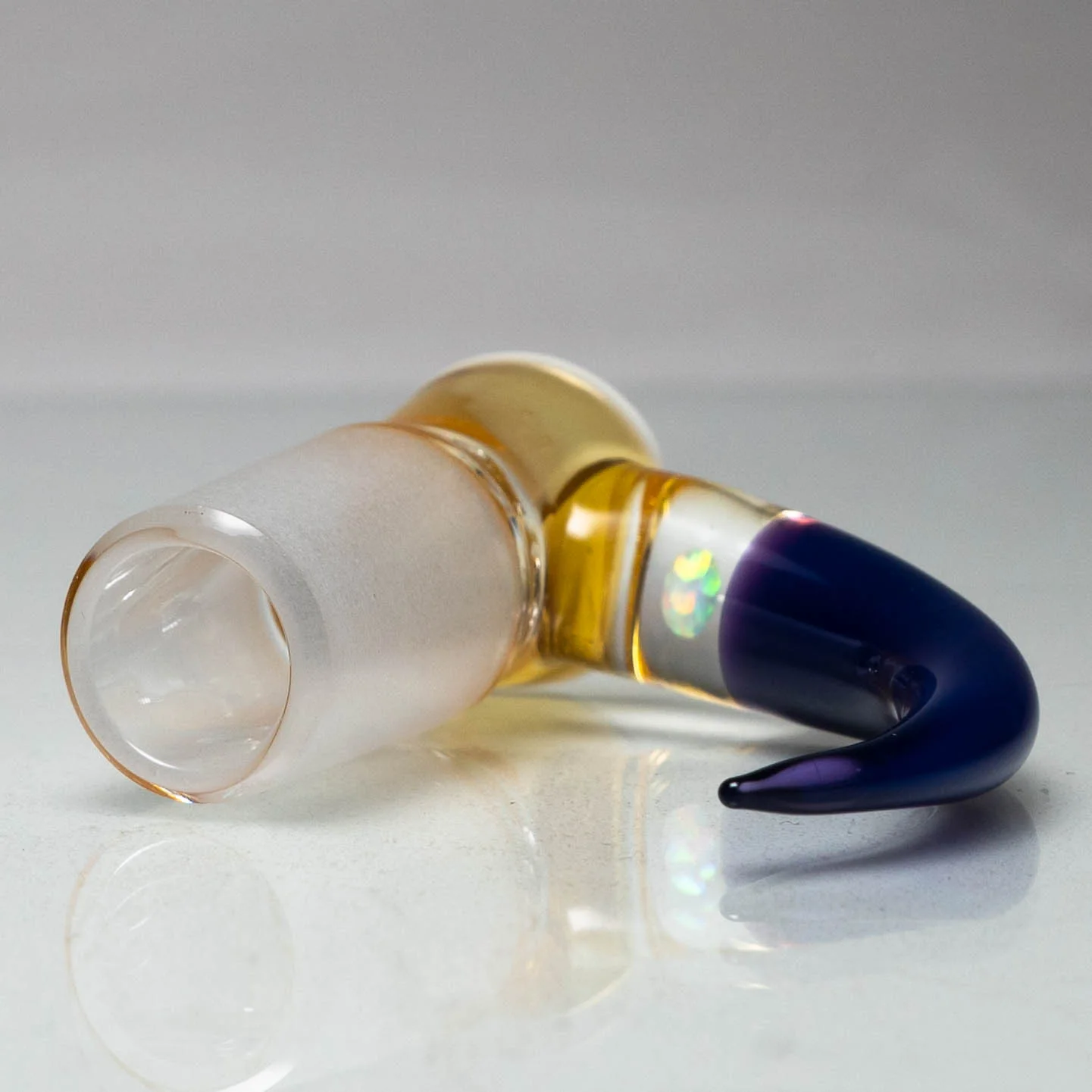 Unity Glassworks - 4 Hole Opal Horn Slide - 18mm - Thomas' Trans. Orange & Royal Jelly - Image 3
