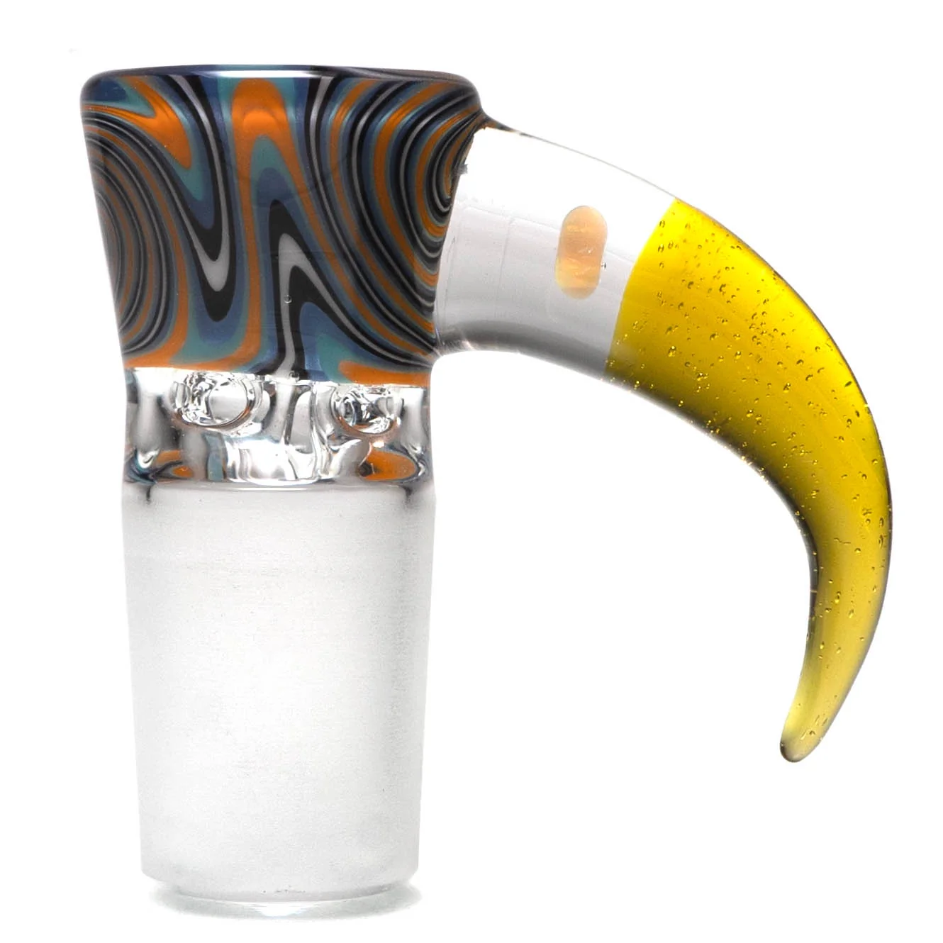 Unity Glassworks - 4 Hole Worked Opal Horn Slide - 18mm - Beach Jailhouse & Terps