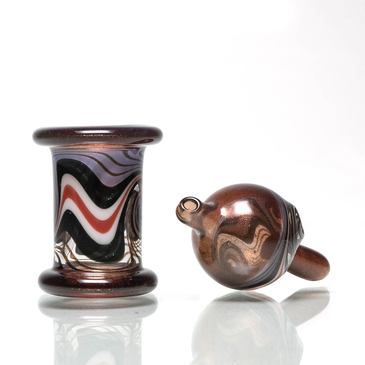 Unity Glassworks - Worked Directional Bubble Cap - Blood Money w/ Red & White - Image 2