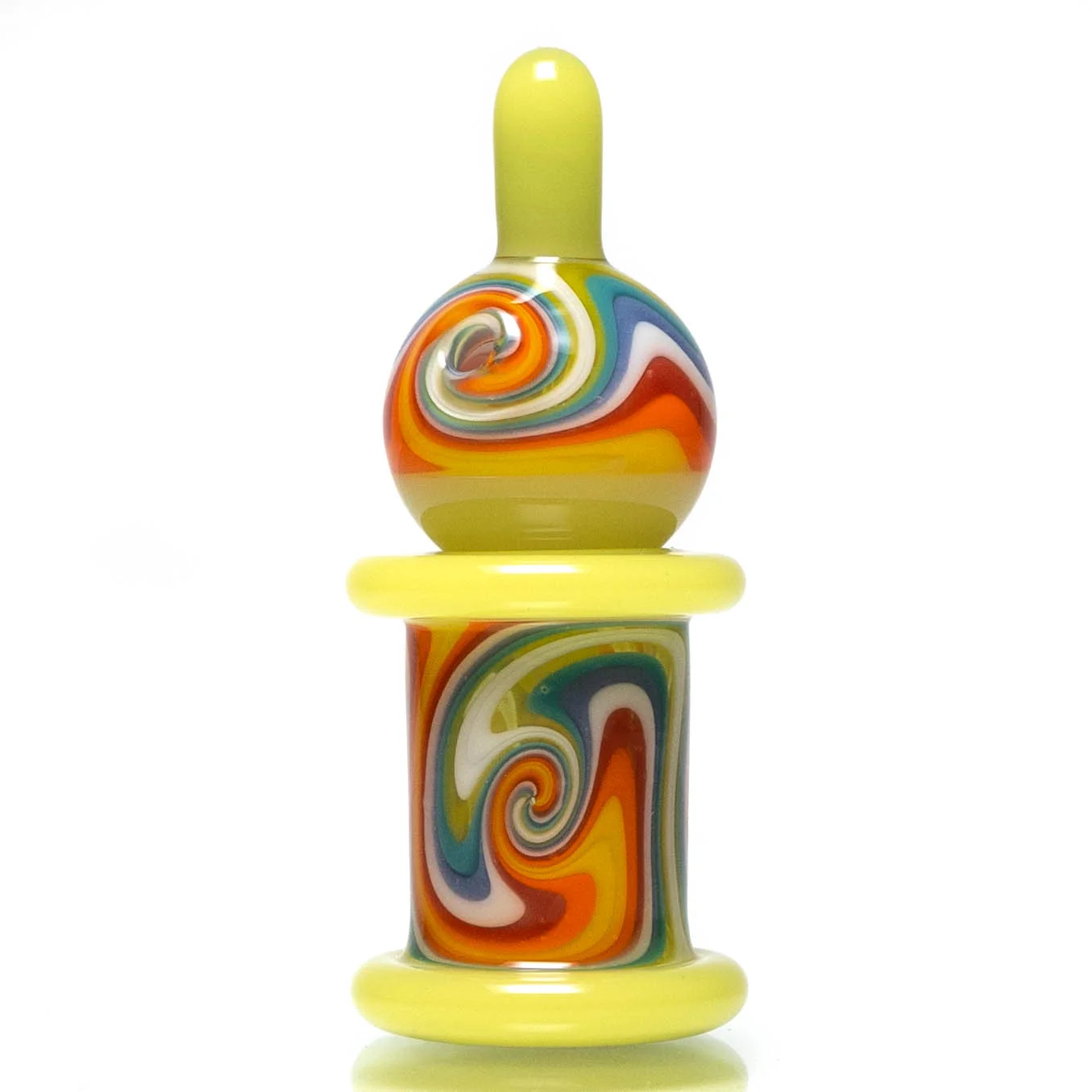 Unity Glassworks - Worked Directional Bubble Cap - CFL Yoshi w/ Rainbow