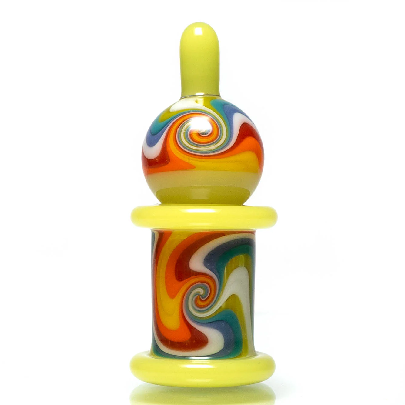 Unity Glassworks - Worked Directional Bubble Cap - CFL Yoshi w/ Rainbow - Image 4