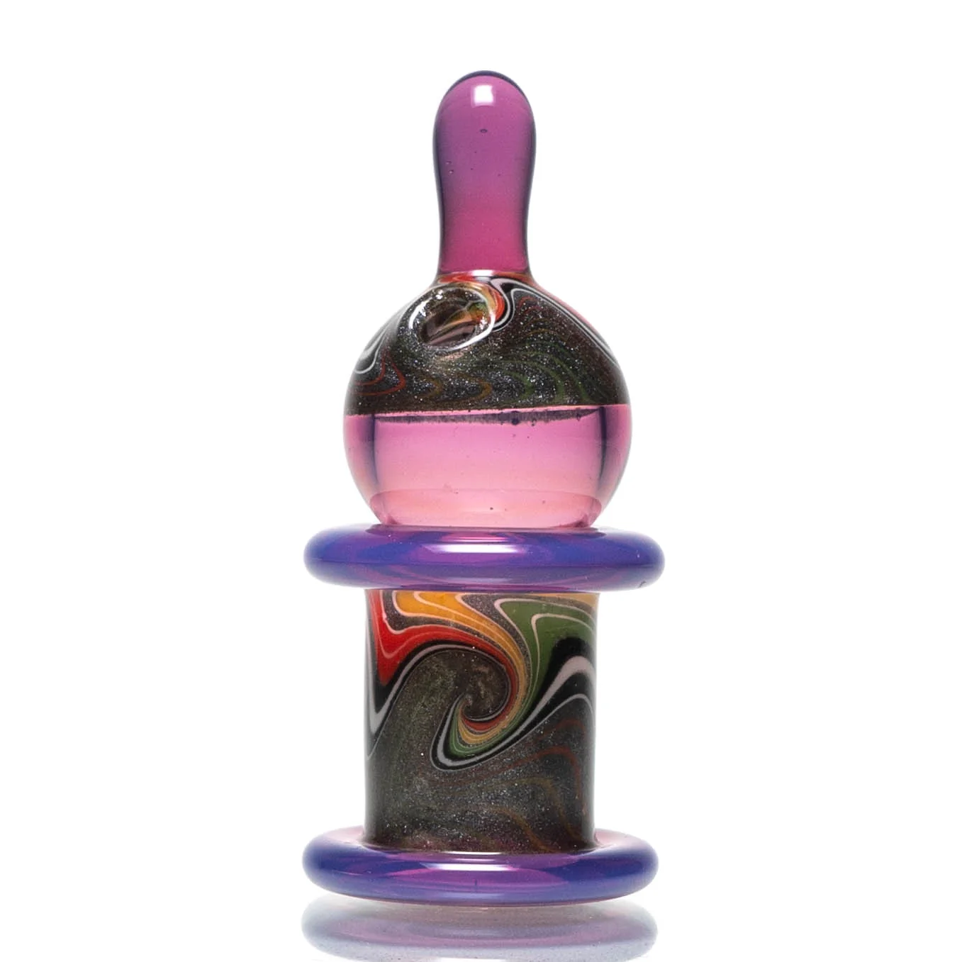 Unity Glassworks - Worked Directional Bubble Cap - Stargazer w/ Rasta & Steelwool