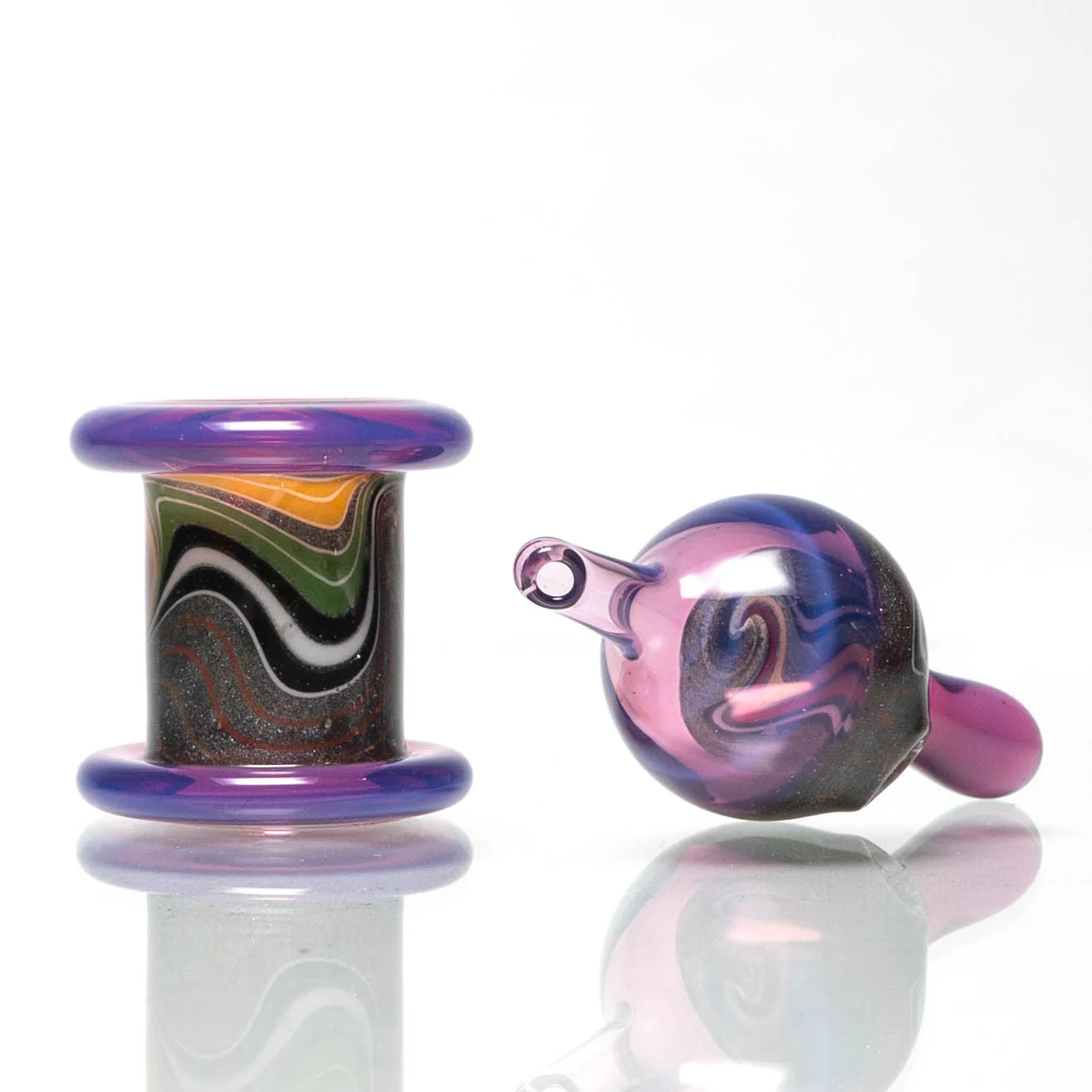 Unity Glassworks - Worked Directional Bubble Cap - Stargazer w/ Rasta & Steelwool - Image 2
