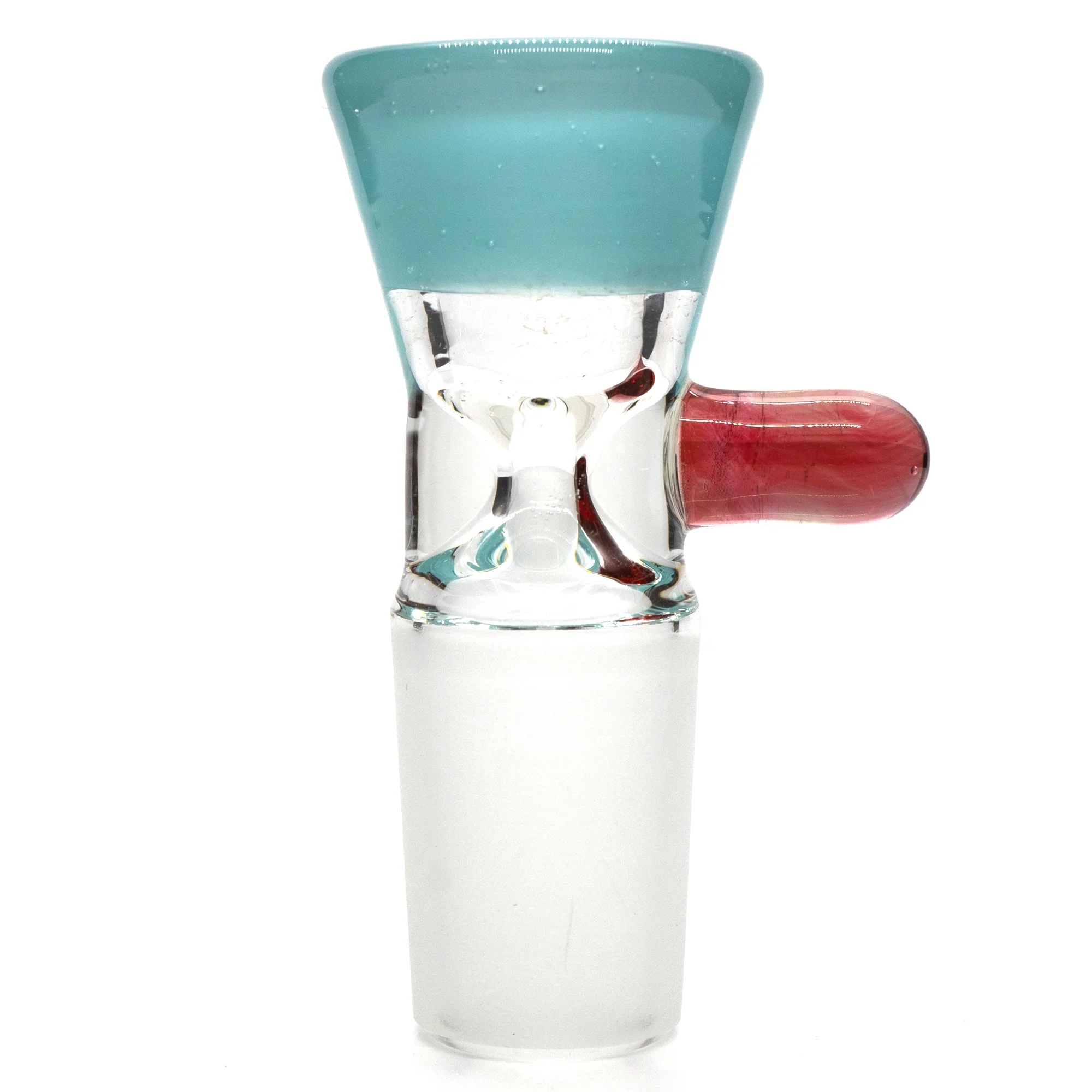 Unity Glassworks - Single Hole Martini Slide - 18mm - Agua Azul & Gold Ruby