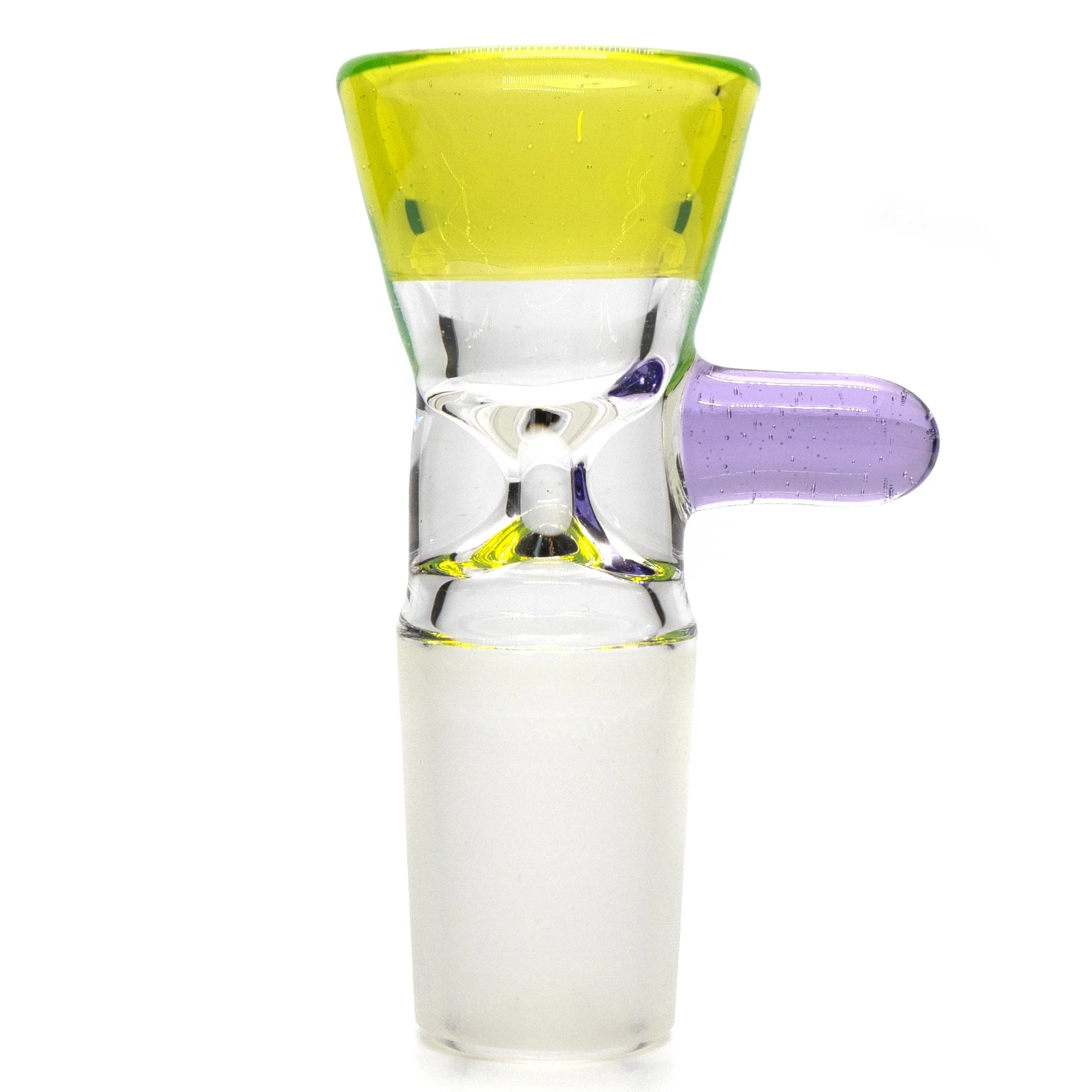 Unity Glassworks - Single Hole Martini Slide - 18mm - CFL Sunset Slyme & Purple Rain