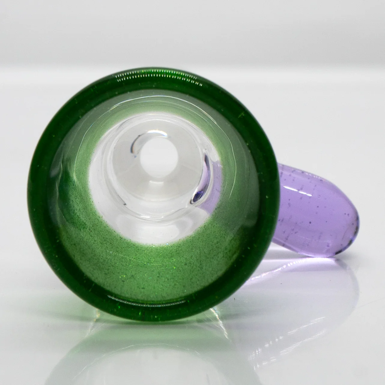 Unity Glassworks - Single Hole Martini Slide - 18mm - Green Stardust & Purple Rain - Image 2