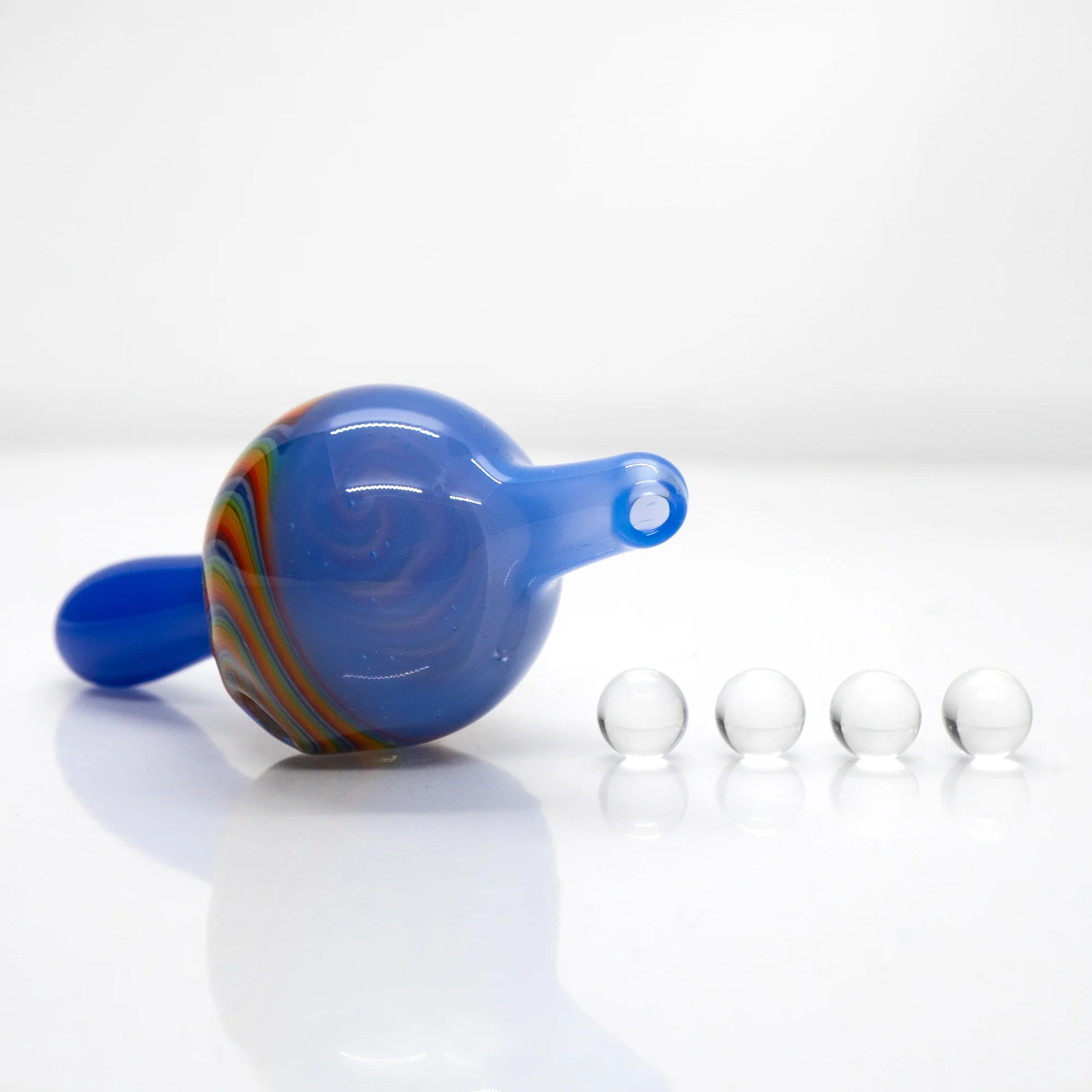 Unity Glassworks - Worked Directional Bubble Cap - Baby Blue Cheese w/ Rainbow Linework - Image 3