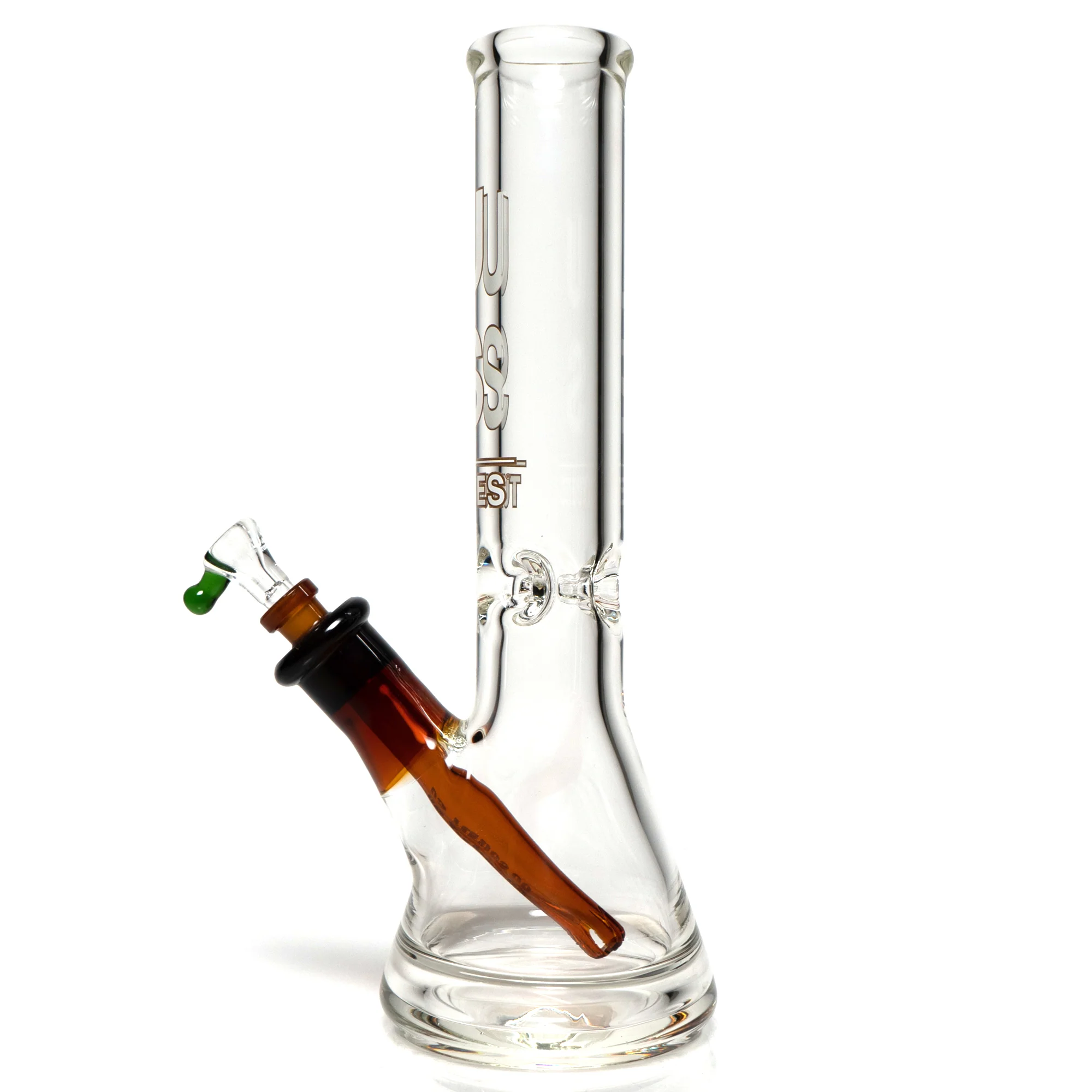 US Tubes - 13" Beaker 50x9 - White & Brown Vertical Label w/ Amber Joint - Image 2