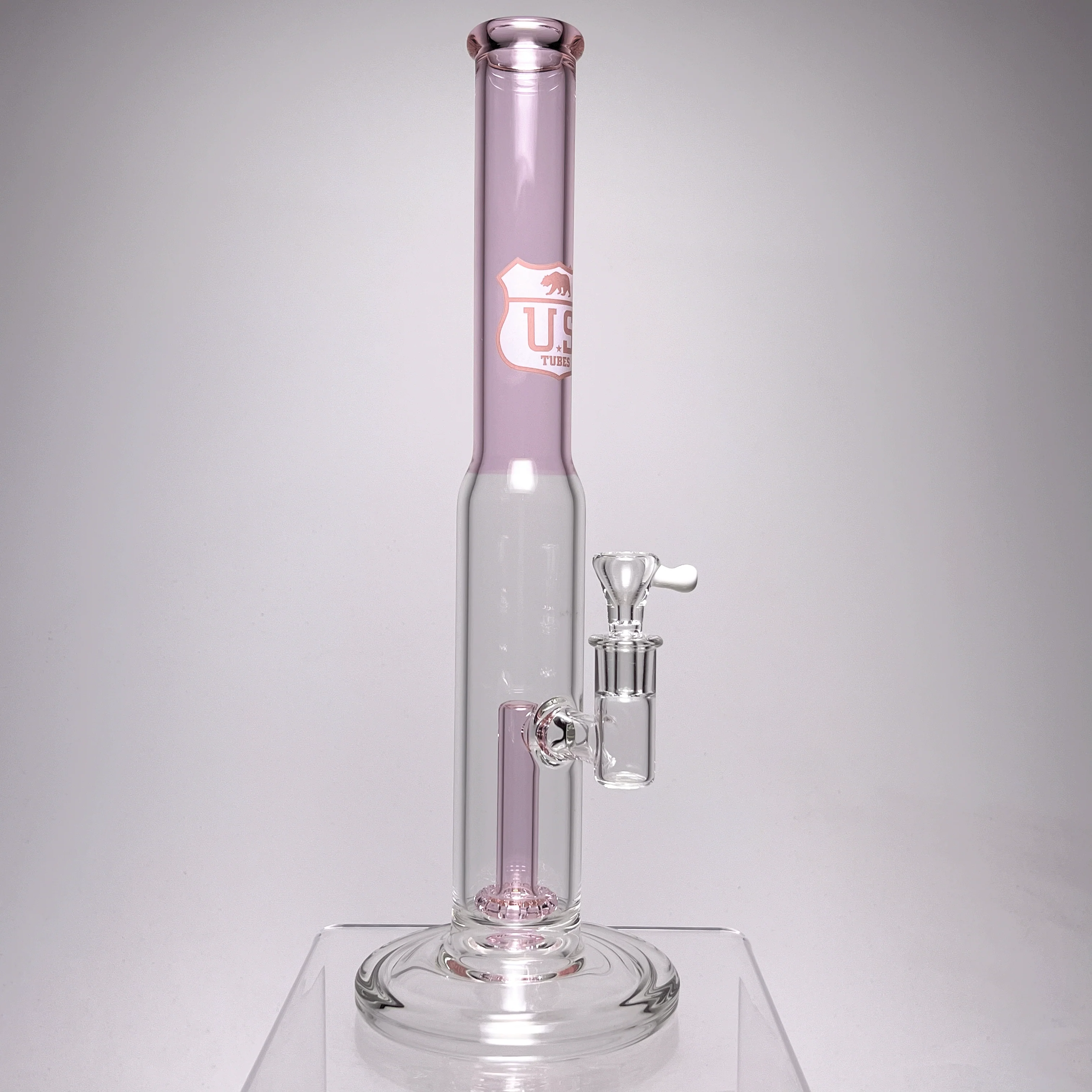 US Tubes - 15" Straight Fixed Circ 38x5 - Pink Neck - White & Pink Highway Label