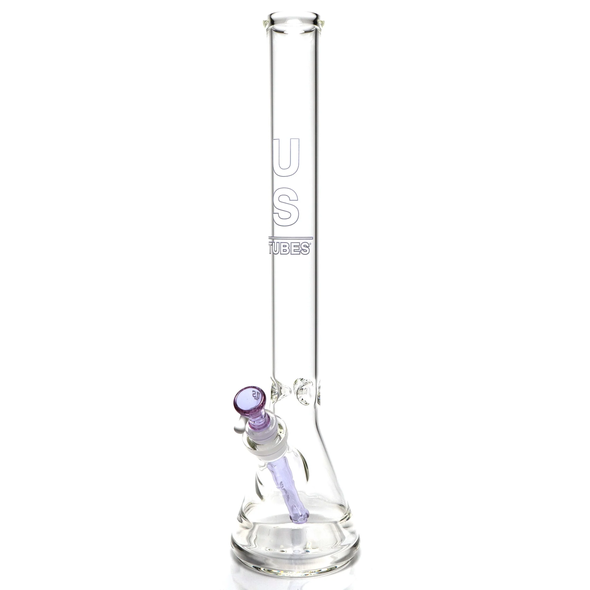 US Tubes - 20" Beaker 50x5 w/ 24mm Joint - White & Gray Vertical Label w/ Purple Slide